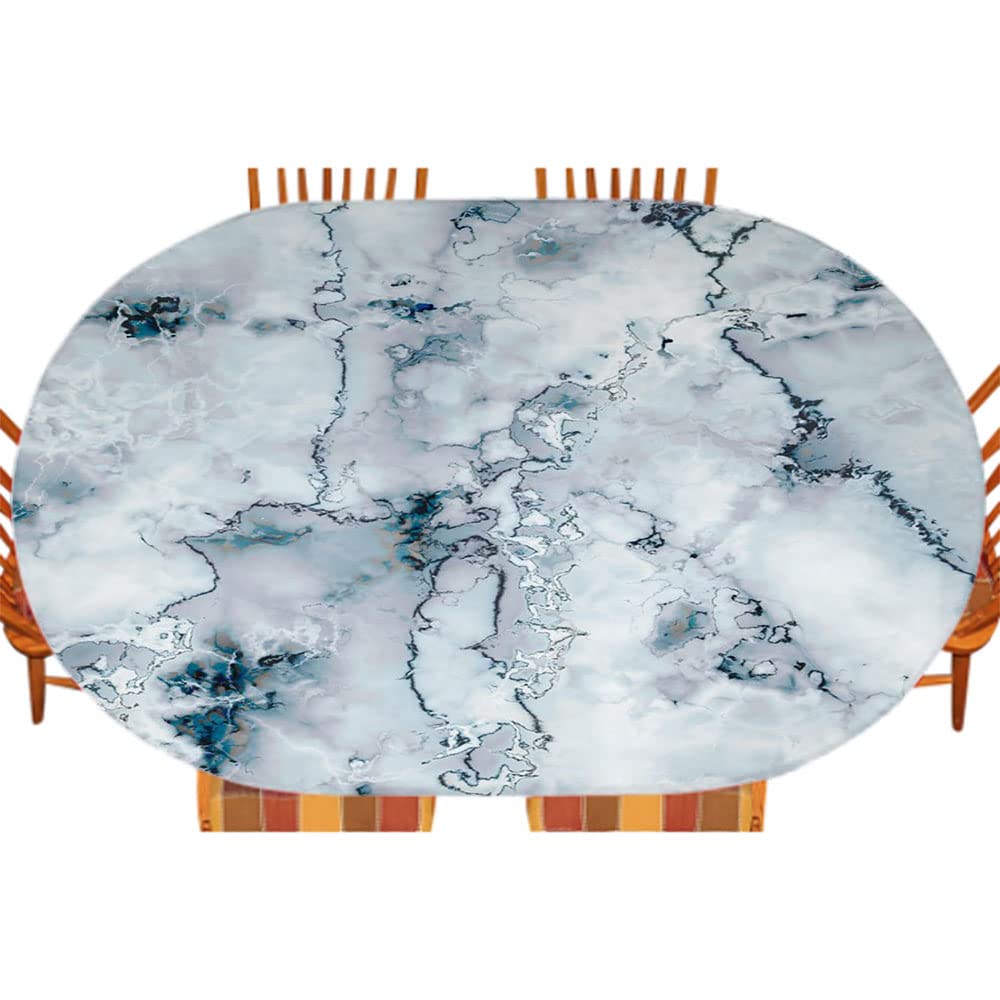 Elegant Marble Oval Tablecloth for Indoor Dining & Outdoor Patio - Fits 48x72 Inch Table - Perfect for Dinner Parties, Weddings & Festive Gatherings
