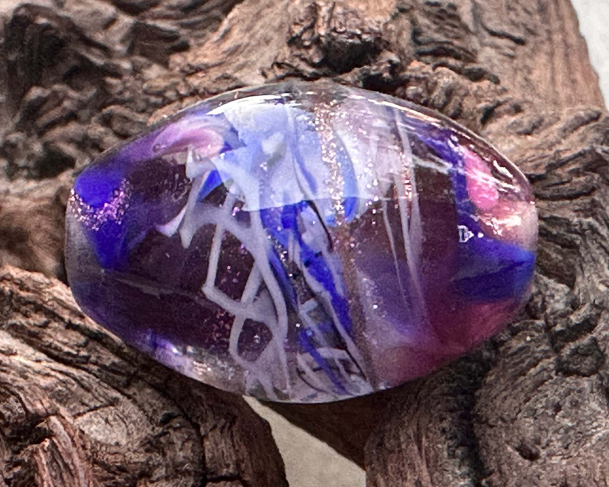 Handmade Purple Swirls Shimmer Lampwork Glass Focal Bead for Jewelry Making - Perfect for Necklaces, Bracelets, and DIY Craft Projects