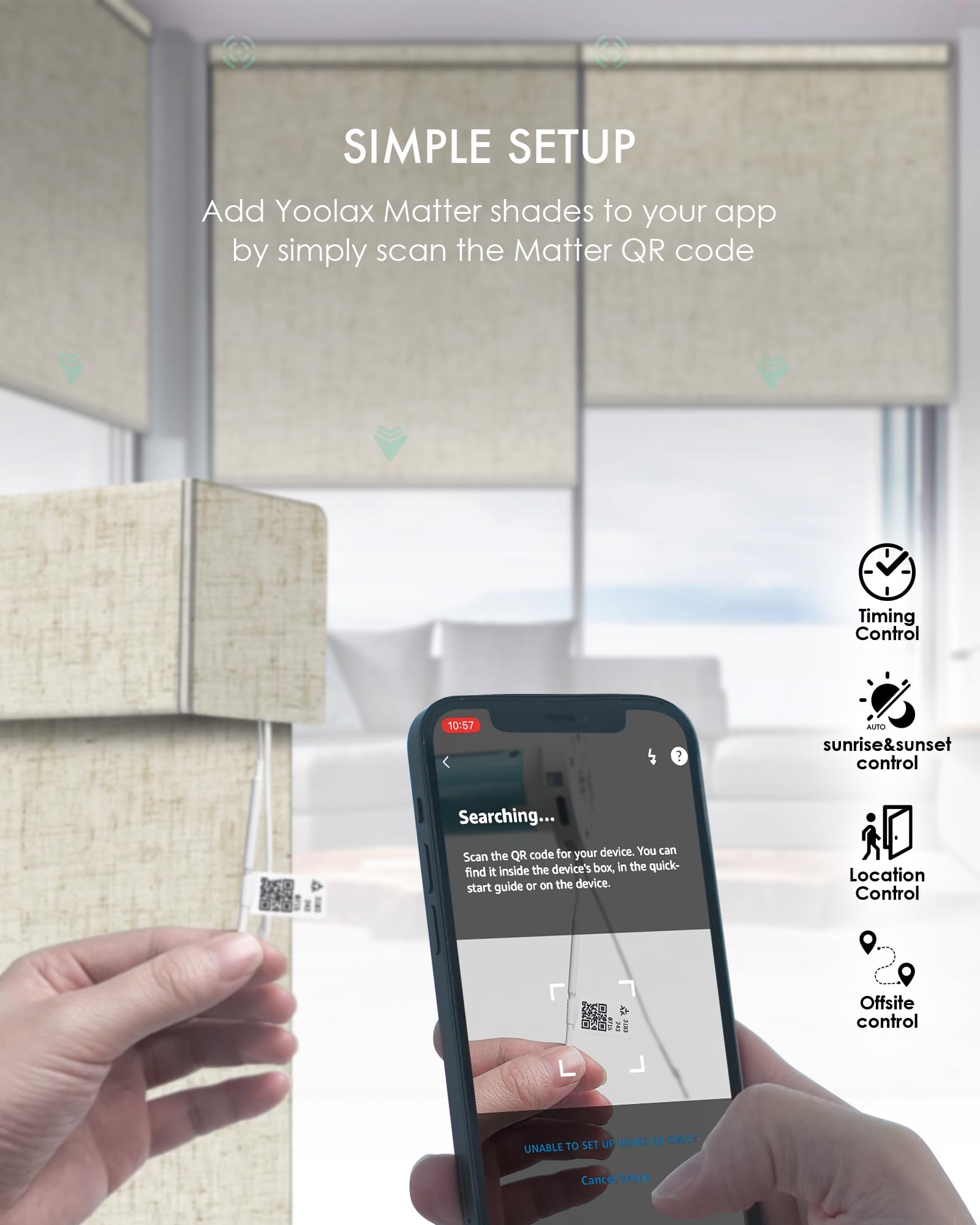 Yoolax Smart Blinds - Motorized Roller Shades with Matter Support, Blackout Automatic Window Blinds for Home, Works with Alexa, Google Home & Apple HomeKit (Linen Beige) | Perfect for Bedroom, Living Room & Home Office