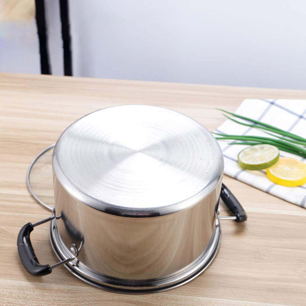 Premium Cabilock Induction Stock Pot - 8 Quart Stainless Steel Soup Pot with Lid - Heavy Duty Kitchen Cookware for Boiling, Steaming & Slow Cooking - Perfect for Soups, Stews, Hot Pot & Meal Prep (Silver)