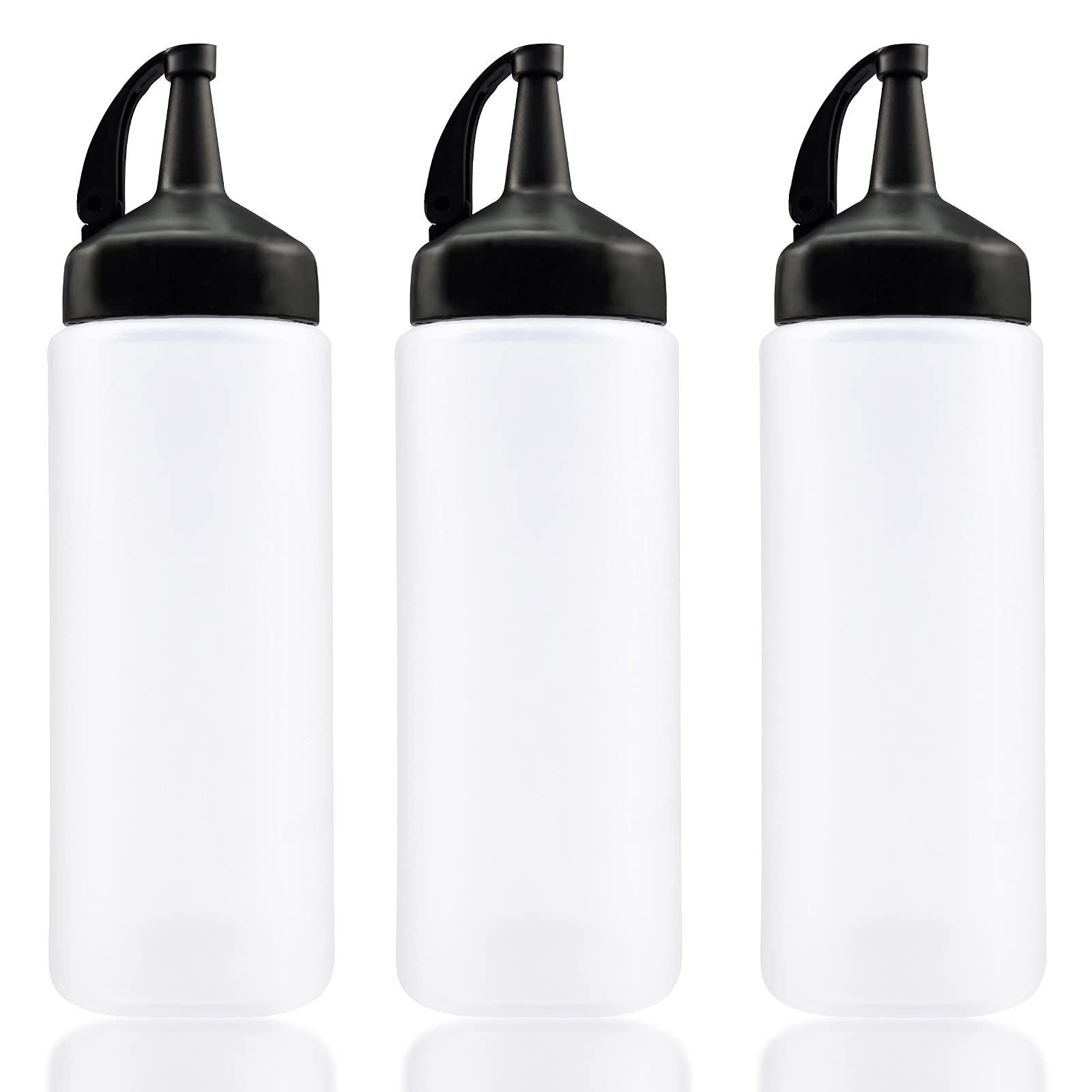 Jutoe 3-Pack 6 oz Plastic Squeeze Bottles with Leak-Proof Cap - Condiment, Ketchup & Sauce Dispenser for Kitchen, BBQ, Picnic & Restaurant Use