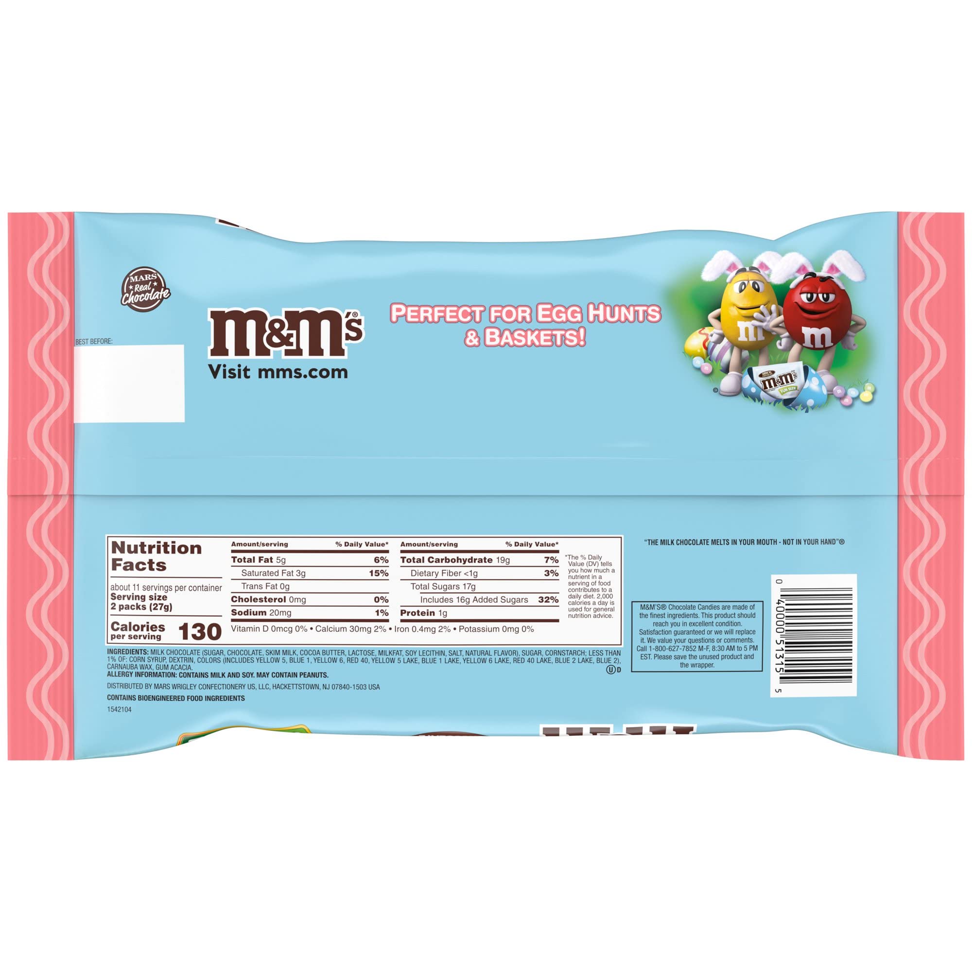 M&Ms Milk Chocolate Candy Fun Size - Pack of 3 | Perfect for Easter Egg Hunts, Halloween Treats & Party Favors | Bulk Individually Wrapped Bags for Classroom Rewards & Holiday Gift Baskets
