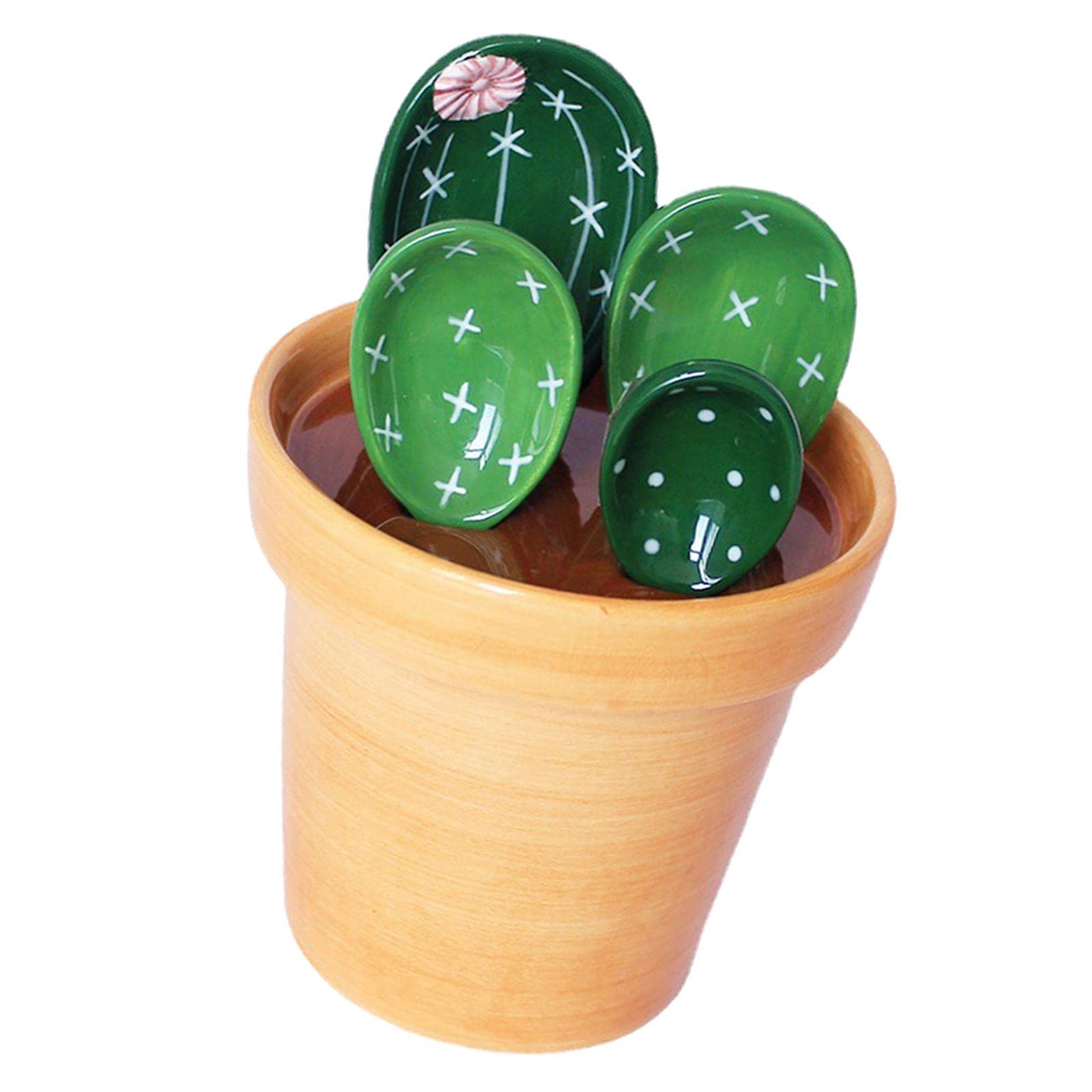 LOSA Creative Cactus Measuring Spoons Set - 5-Piece Stainless Steel Kitchen Measuring Spoons in Flower Pot - Perfect for Baking, Cooking & Coffee Measuring (Ideal Gift for Home Chefs)