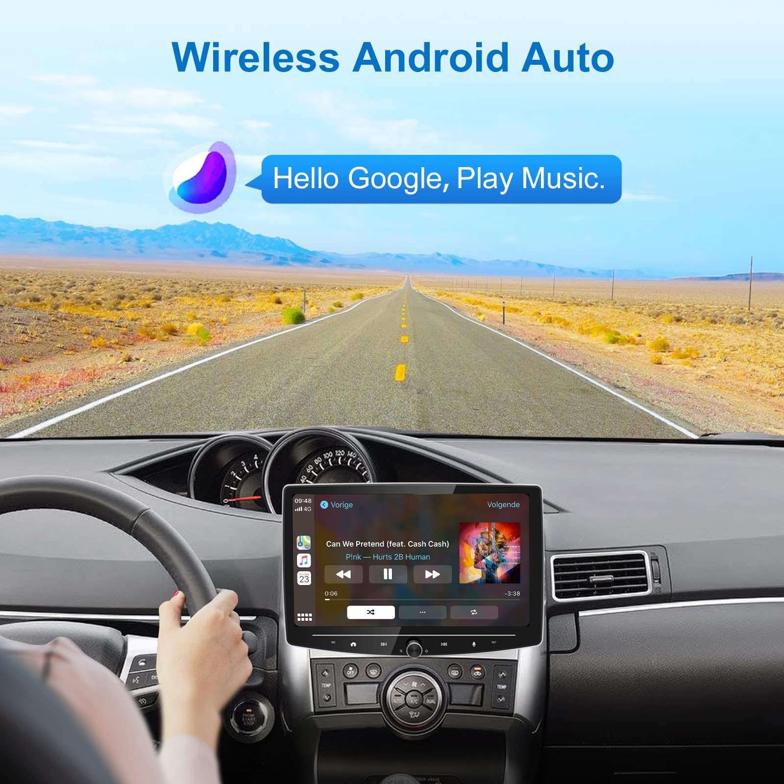 10 Inch Double Din Car Stereo with Wireless CarPlay & Android Auto - Detachable Android Car Radio, GPS Navigation, Bluetooth, Backup Camera, WiFi, 2GB+32GB - Perfect for Road Trips & Daily Commuting