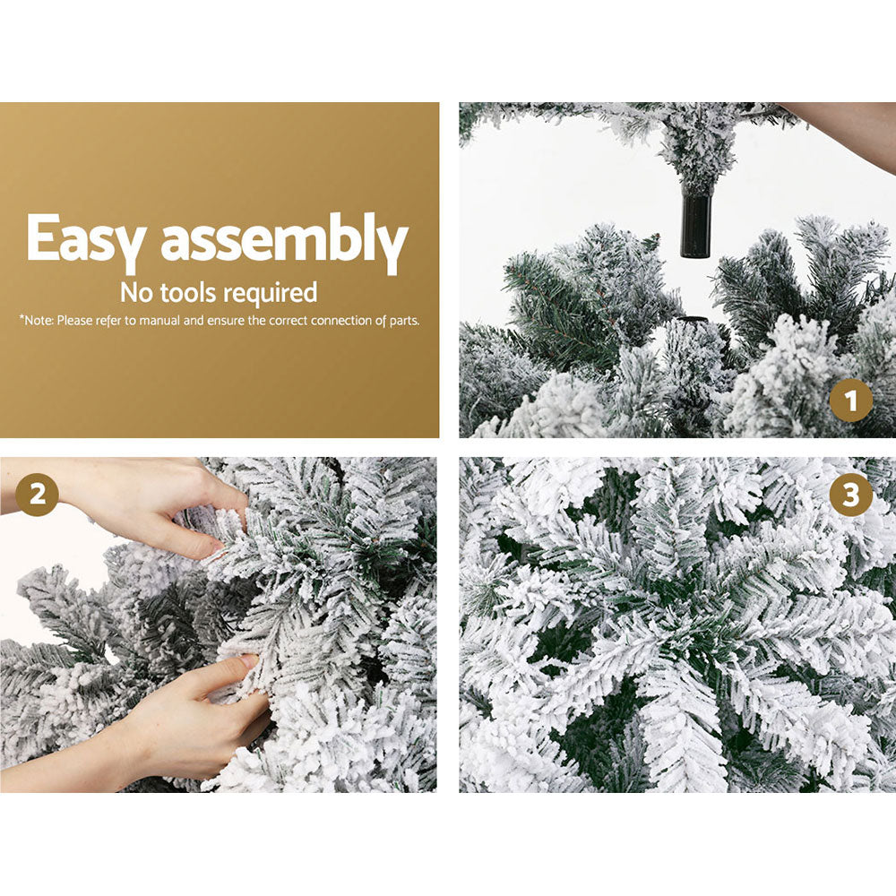 1.8M Pre-Lit Artificial Christmas Tree with 520 Snowy Tips - Holiday Xmas Decor for Home, Office, Party & Outdoor Decorations