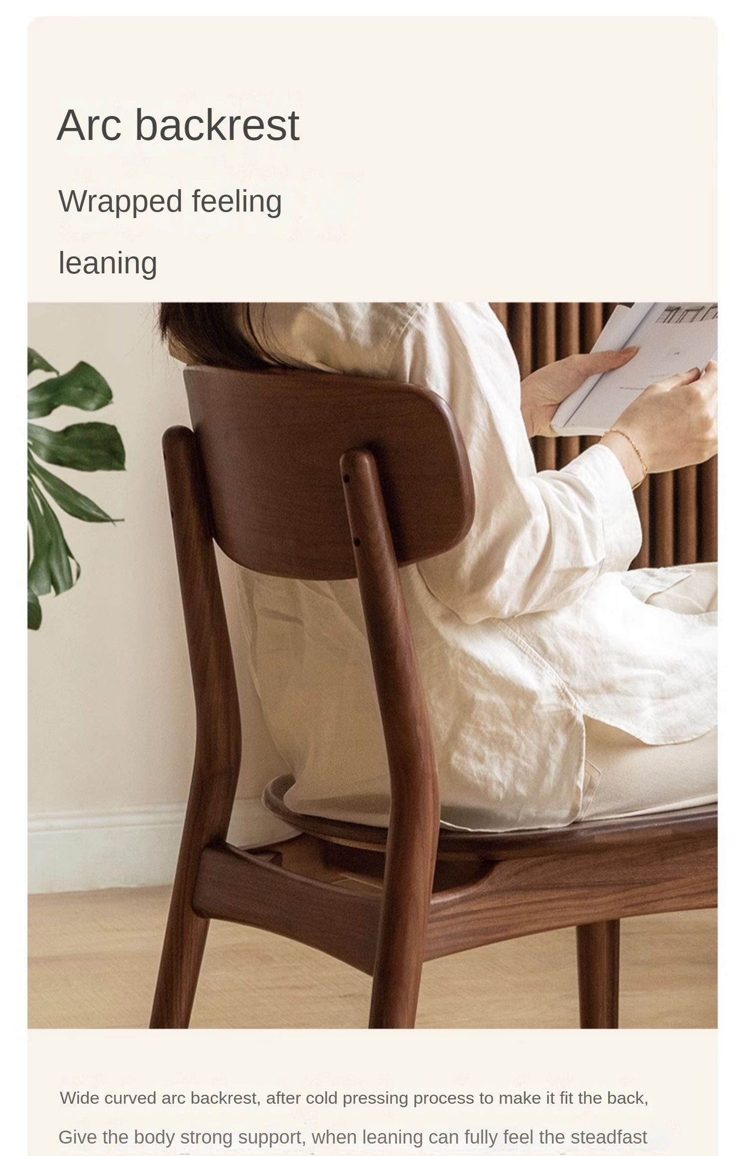 Premium Black Walnut & Ash Solid Wood Modern Dining Chairs Set of 4 - Elegant Backrest Design for Dining Room, Kitchen, or Office