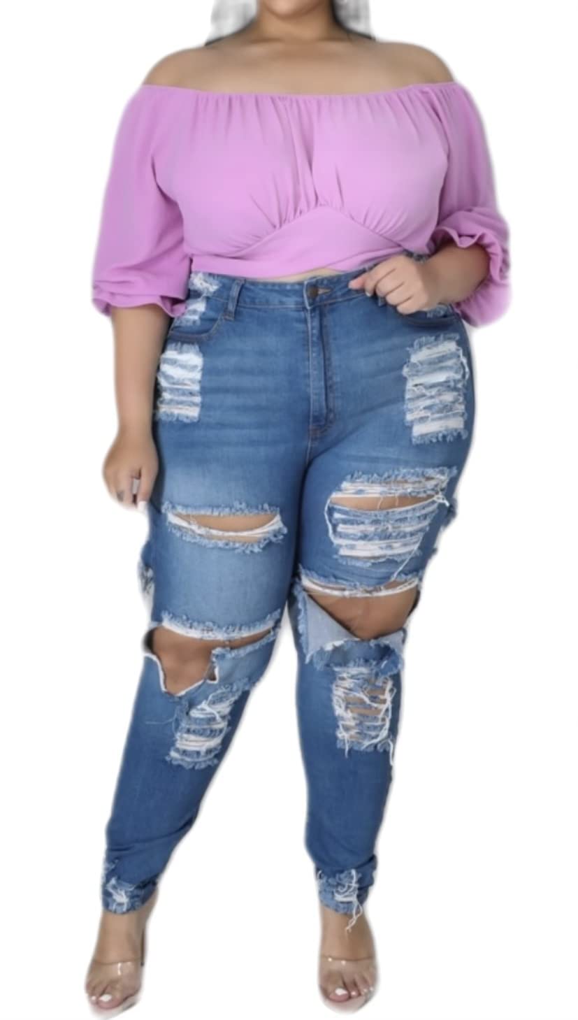 Stylish Plus Size Denim Jeans for Women - Comfortable & Trendy High Waist Skinny Jeans for Curvy Figures | Perfect for Casual Wear, Office Outfits & Date Nights