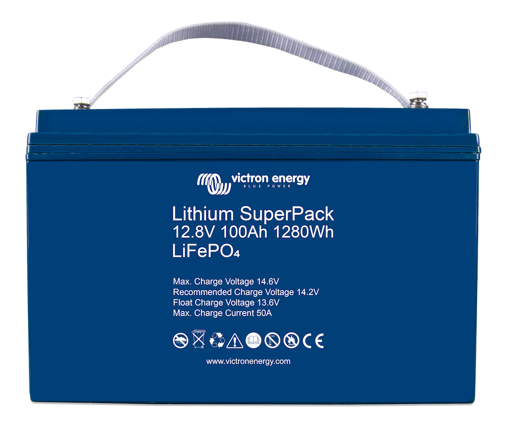 12.8V 100Ah Lithium SuperPack High Current Battery with M8 Terminals - Perfect for Solar Energy Storage, Marine Applications, and Off-Grid Power Systems