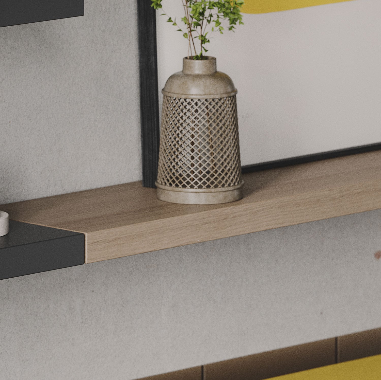 Aksel Glazed White Oak Floating Shelf - Modern Wood Wall Shelf for Living Room, Bathroom, Kitchen Storage & Decor