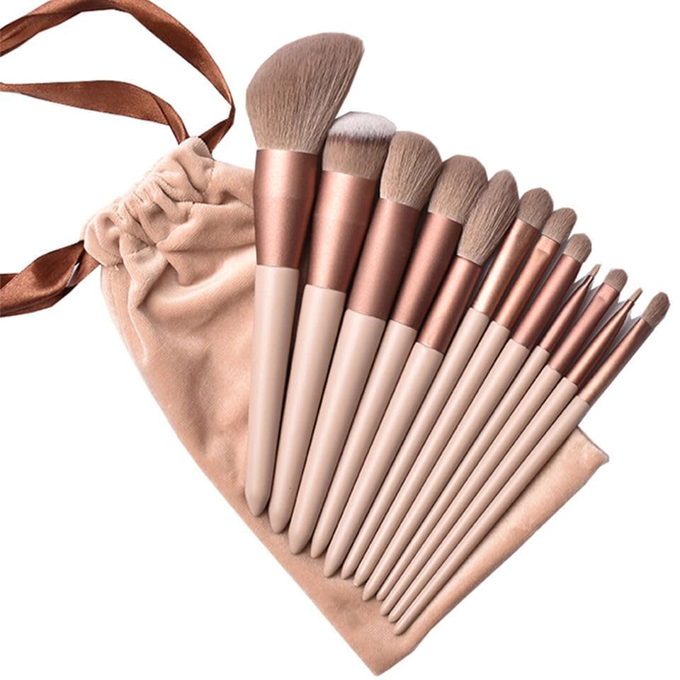 MKSL 13-Piece Professional Makeup Brush Set - Foundation, Eyeshadow, Blending Brushes with Travel Pouch | Vegan & Cruelty-Free Makeup Tools for Beginners & Professionals | Perfect for Everyday Makeup, Contouring, and Beauty On-The-Go (Multi-Color)