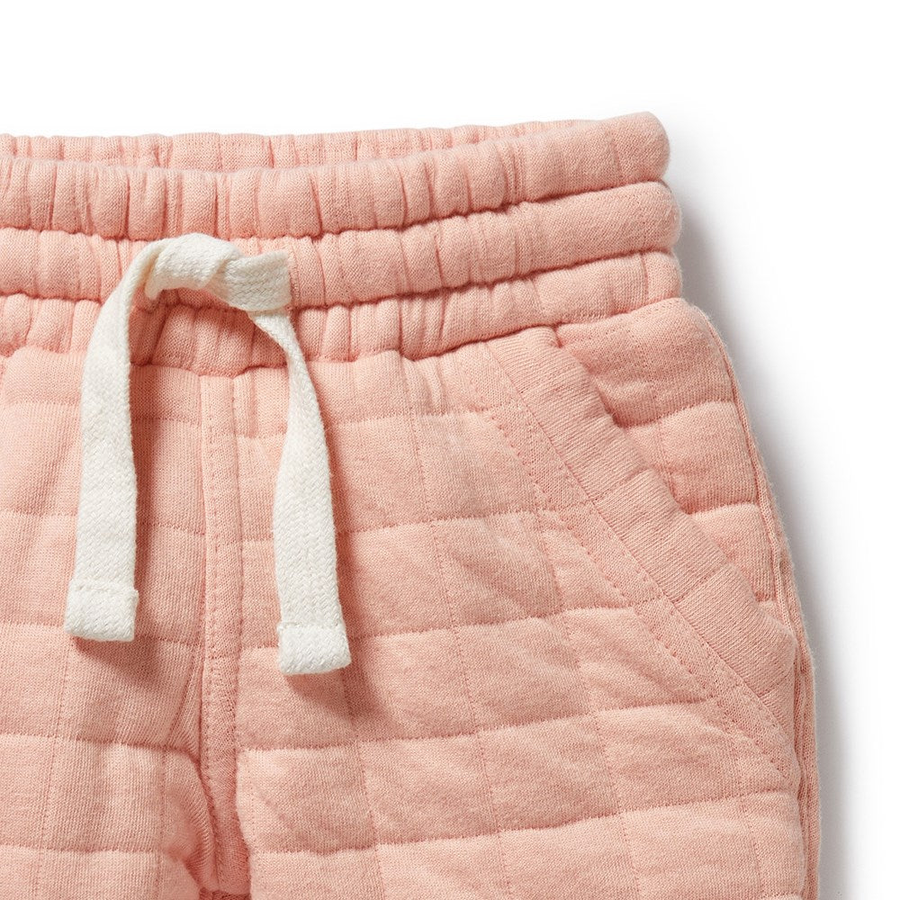Pretty Pink Organic Quilted Sweatpants for Women - Soft Lounge Pants for Yoga, Sleep & Home Relaxation