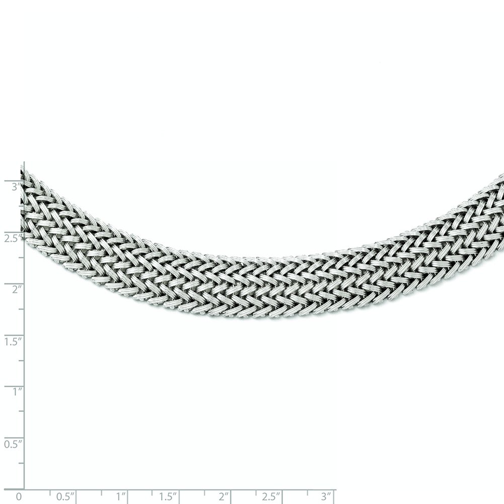 Elegant Sterling Silver Polished Mesh Braided Necklace for Women - Perfect for Everyday Wear, Parties & Special Occasions