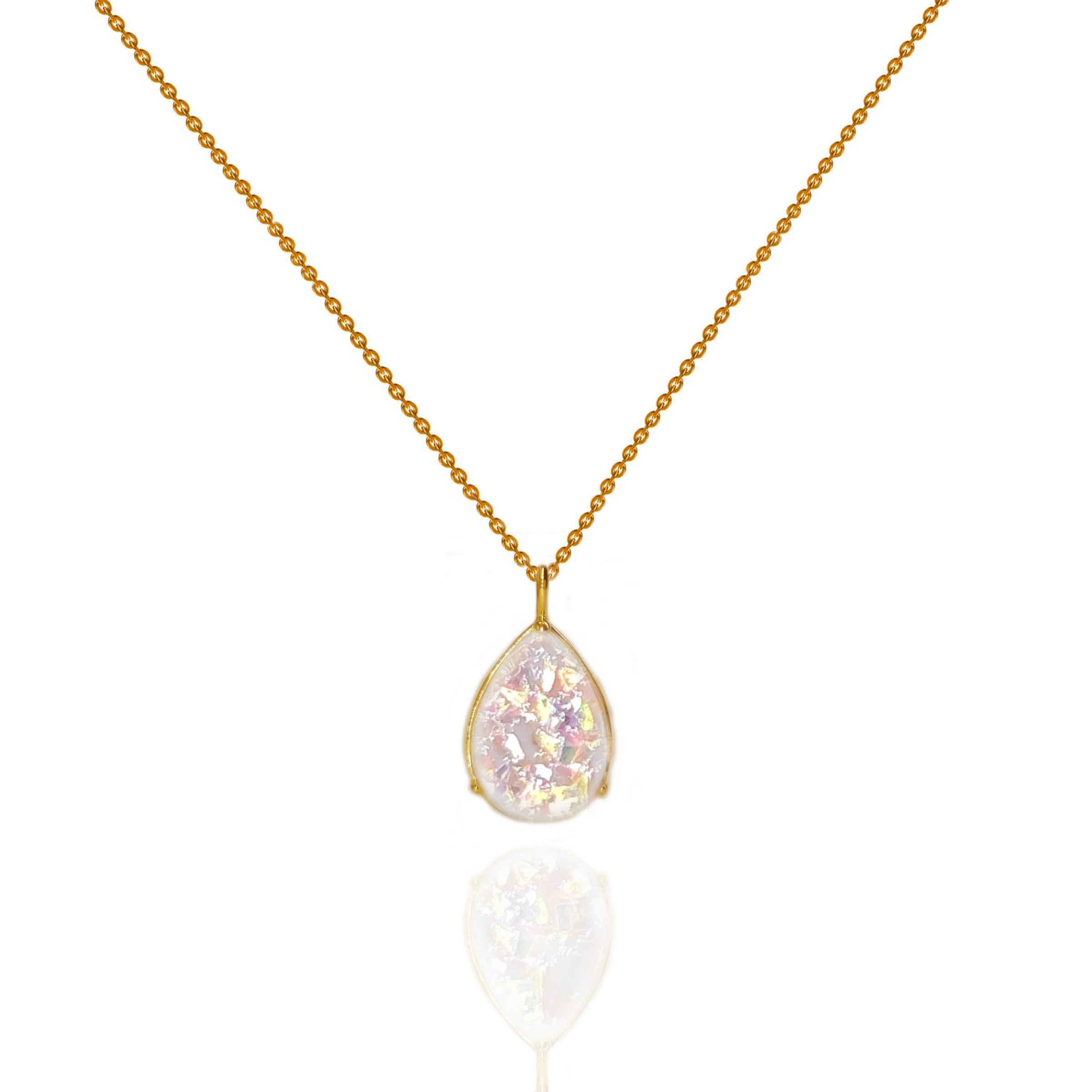 Glisten Drop: Elegant Teardrop Ashes Gold Necklace for Women - Perfect for Memorial Jewelry, Sympathy Gifts & Everyday Wear