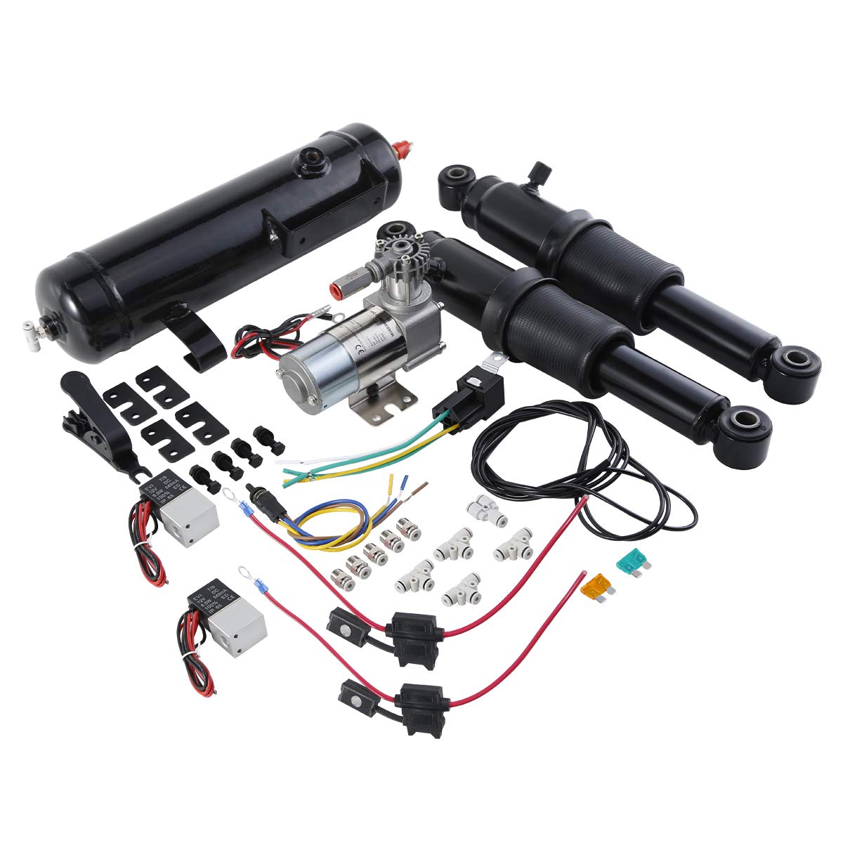 XFMT Rear Air Ride Suspension Kit with Air Tank for Harley Touring Road King Street Electra Glide 1994-2023 - Premium Motorcycle Suspension Upgrade for Smooth Rides & Custom Comfort on Long Distance Tours