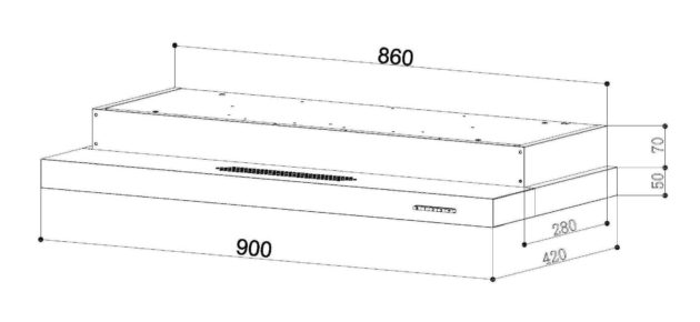 TCL 90cm Slimline Range Hood with LED Touch Controls - Modern Kitchen Ventilation for Smoke & Odor Removal