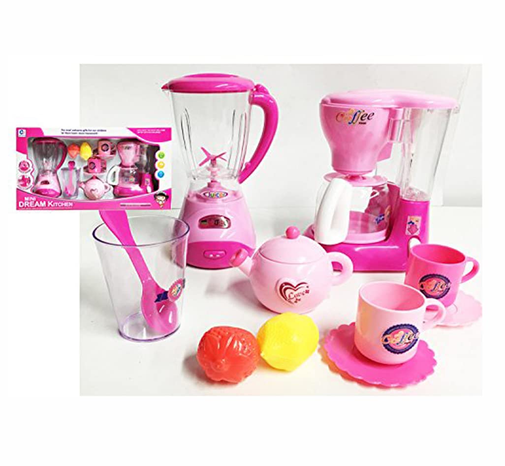 RBN Mini Dream Kitchen Playset for Kids - Pretend Play Toy with Coffee Maker, Blender & Teapot Accessories, Includes Toy Fruits & Vegetables for Imaginative Cooking Fun | Perfect for Role-Playing, Early Learning & Family Bonding Time