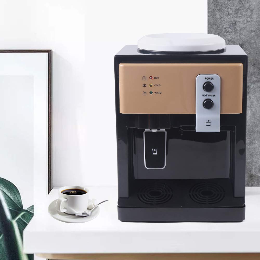 Top Loading Countertop Water Cooler Dispenser - 550W Electric Cold & Hot Water Dispenser Machine, Stand-Alone Top-Mounted Design for Home & Office Use (CQ-2, Black) - Perfect for Coffee, Tea & Instant Meals