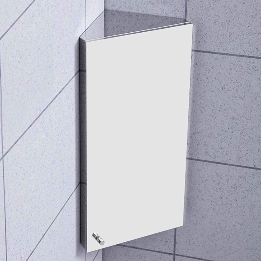 Corner Mirror Cabinet for Bathroom - Stainless Steel Triangle Wall Cabinet with 3-Tier Storage, Silver (36x60x19cm) - Perfect for Small Bathrooms, Powder Rooms & Vanity Areas
