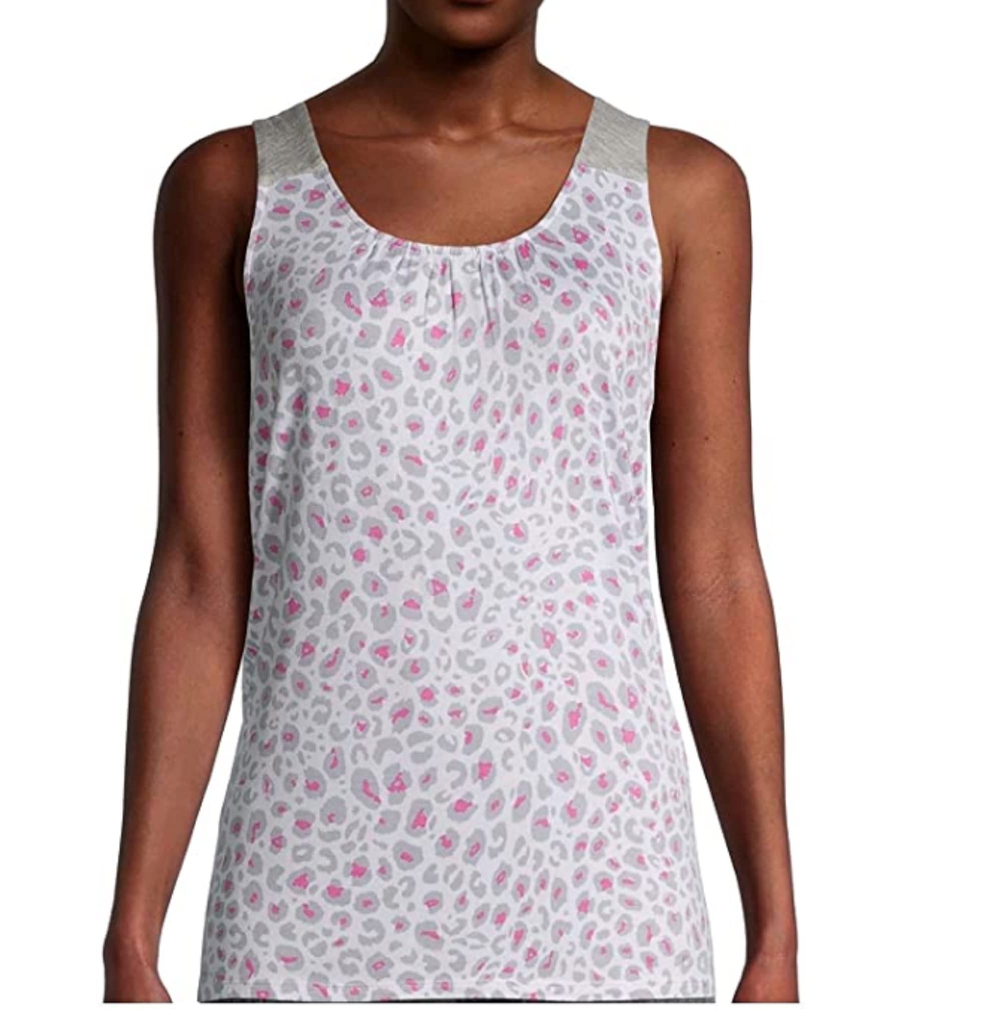 Arctic White Animal Print Lounge Sleep Tank Top for Women - Soft Comfortable Sleepwear (3X) - Perfect for Relaxing at Home, Lounging & Sleeping