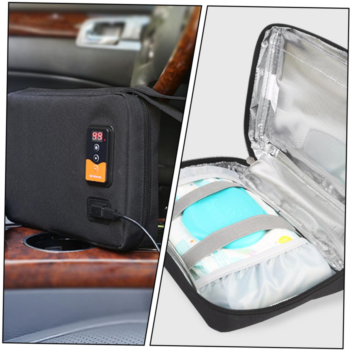 FAVOMOTO Portable Wipe Warmer - Compact & Travel-Friendly Baby Wipes Heater for Diaper Changes, Black Neoprene Design - Perfect for Home, Nursery, and On-the-Go Parenting
