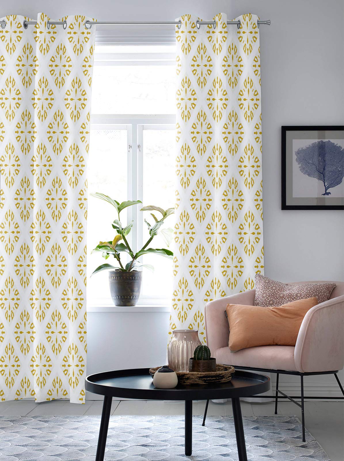 Thermal Insulated Blackout Curtains for Bedroom & Living Room - Modern Grommet Window Drapes, Set of 2 Panels (52x84 Inches) with Diamond Geometric Damask Design - Perfect for Light Control, Privacy & Energy Efficiency