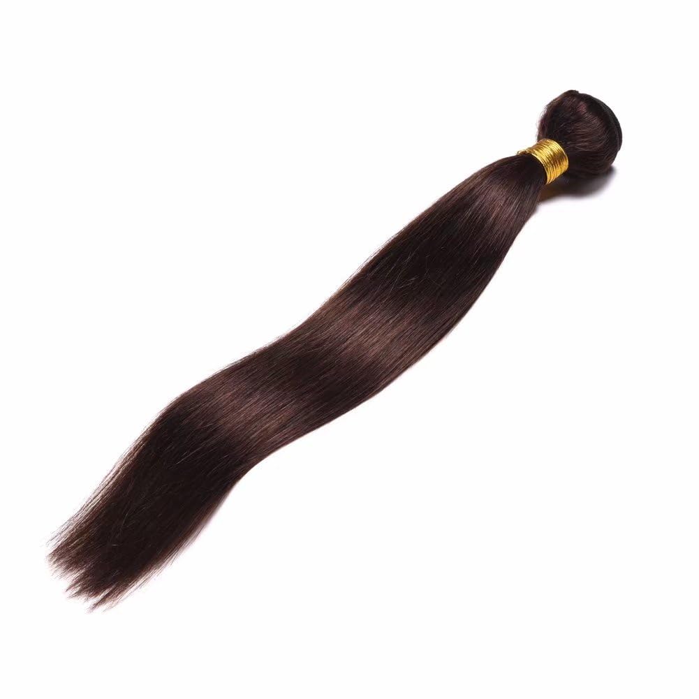 FEEL ME Brazilian Virgin Human Hair Bundles - 3 Bundles Straight Wave Weft (20 22 24 Inch) Unprocessed #2 Dark Brown Hair Extensions for Women | Perfect for Daily Wear, Parties & Special Occasions
