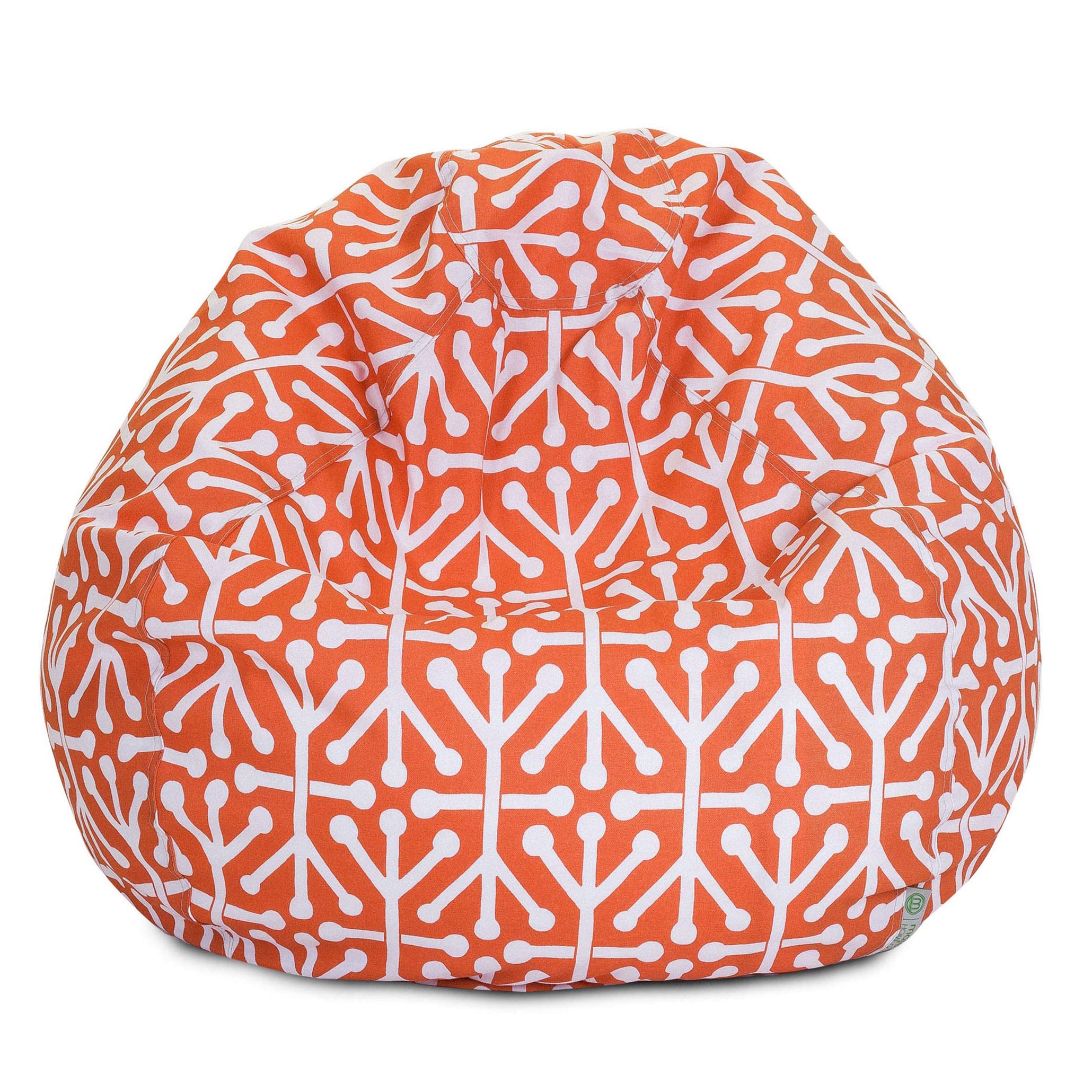 Majestic Home Goods Aruba Large Classic Bean Bag Chair - Soft & Comfortable Orange Bean Bag for Living Room, Bedroom, Game Room & Dorm - Perfect for Relaxing, Lounging & Gaming
