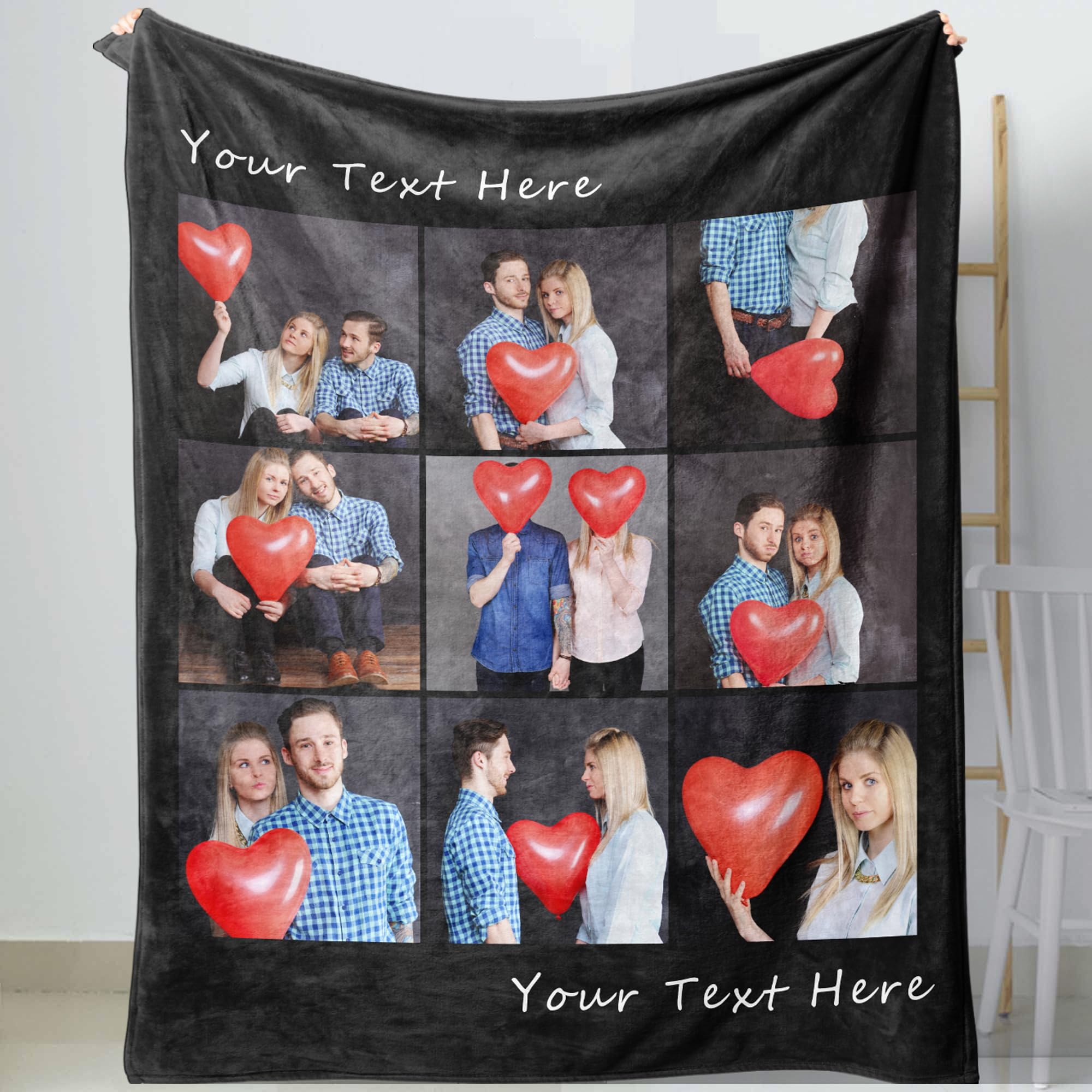 Custom Photo Blanket - Personalized Photo Collage Blanket for Family, Dog Memorial Gift - Perfect for Birthdays, Mother's Day, Christmas & Valentine's Day - Cozy Home Decor & Thoughtful Present (Holds 9 Photos)