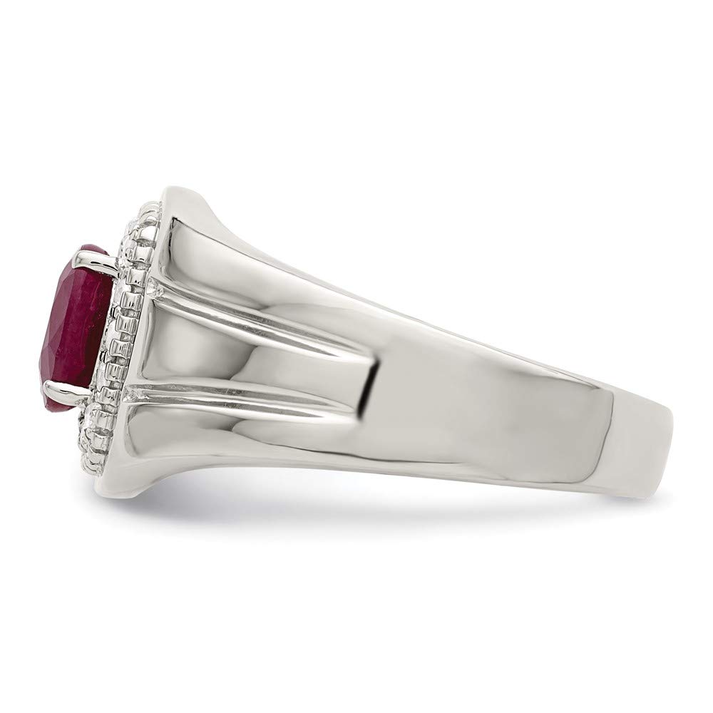 925 Sterling Silver African Ruby & White Topaz Ring for Men - Elegant Fine Jewelry Gift for Him, Wedding, Anniversary & Special Occasions
