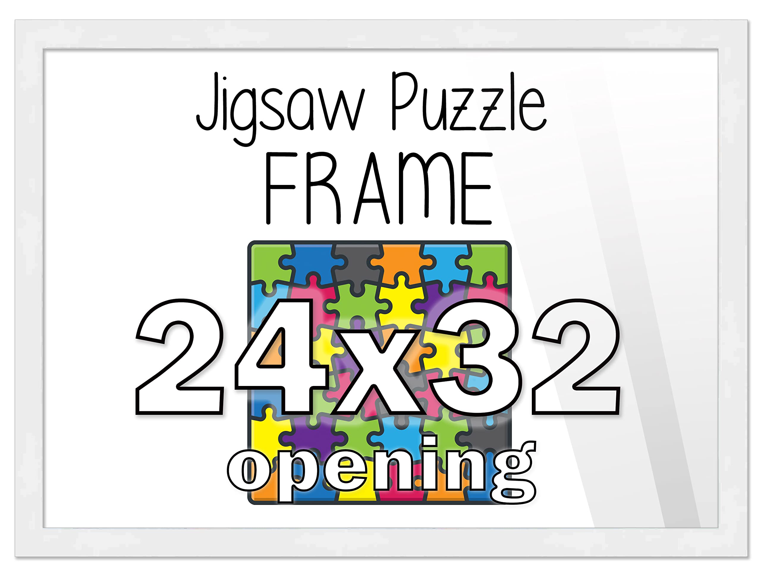 CountryArtHouse 24x32 Inch Puzzle Frame Set - White Wood Frame with Peel & Stick Puzzle Glue Sheets, Acrylic Front & Foam Backing Board - Perfect for Displaying Jigsaw Puzzles as Wall Art in Living Rooms, Bedrooms or Offices