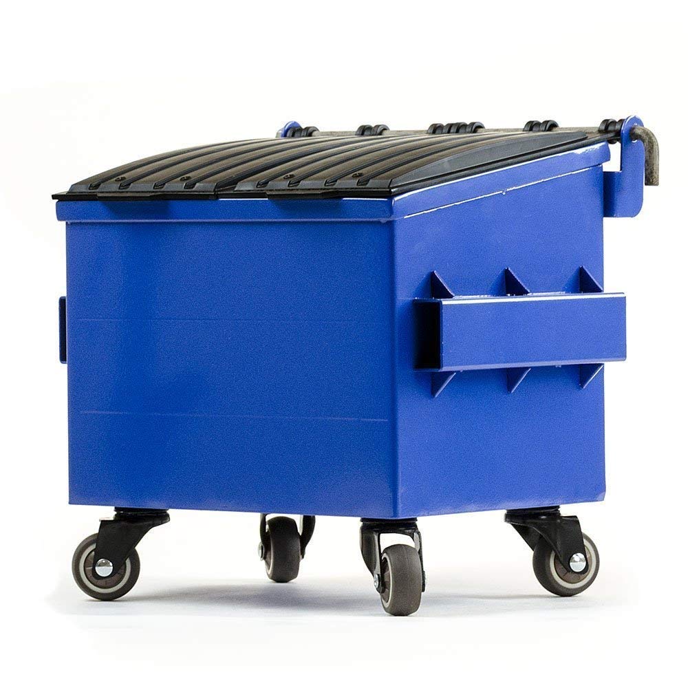 Mini Blue Desktop Trash Can - Small Waste Bin for Office, Home & School | Tiny Garbage Can for Desk, Shelf or Kids Playroom | Cute Miniature Dumpster Model Toy