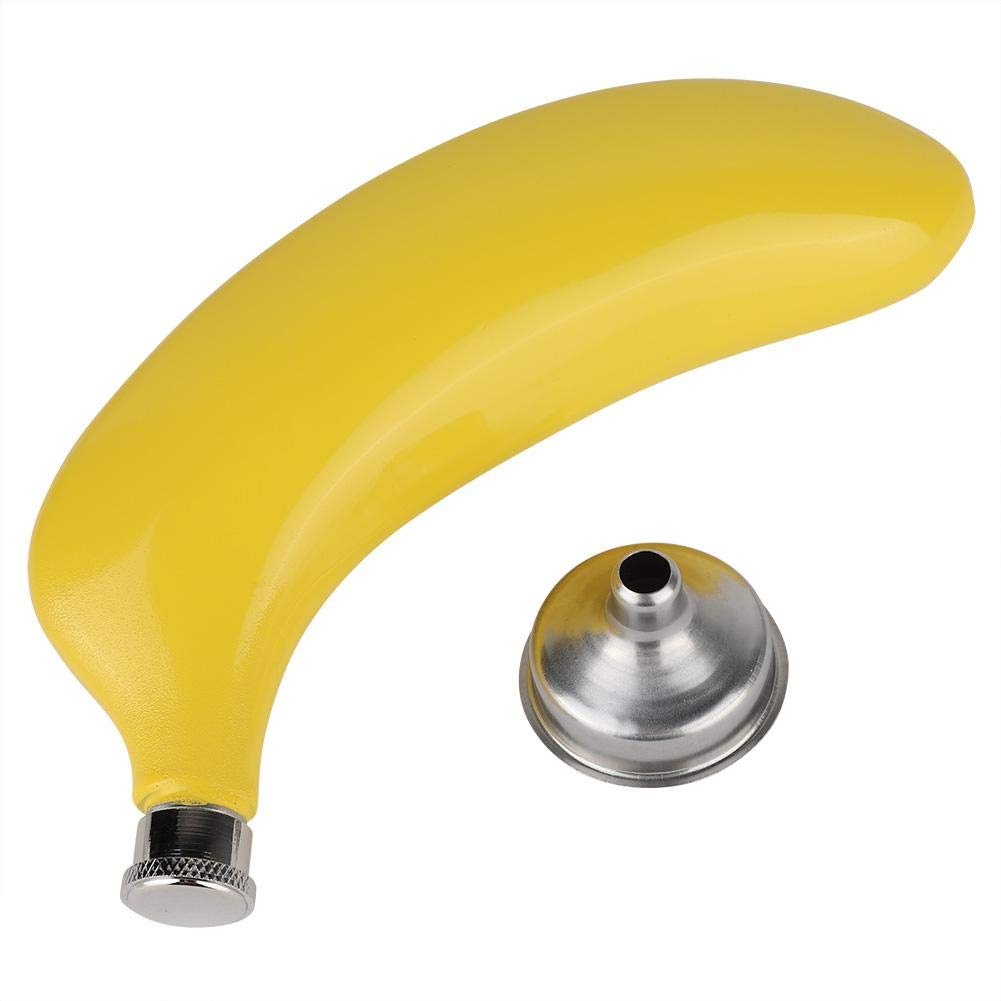 5oz Stainless Steel Banana-Shaped Whiskey Flask with Funnel - Portable Pocket Alcohol Bottle for Wine, Liquor & Spirits - Perfect for Outdoor Camping, Hiking, Travel & Gifts
