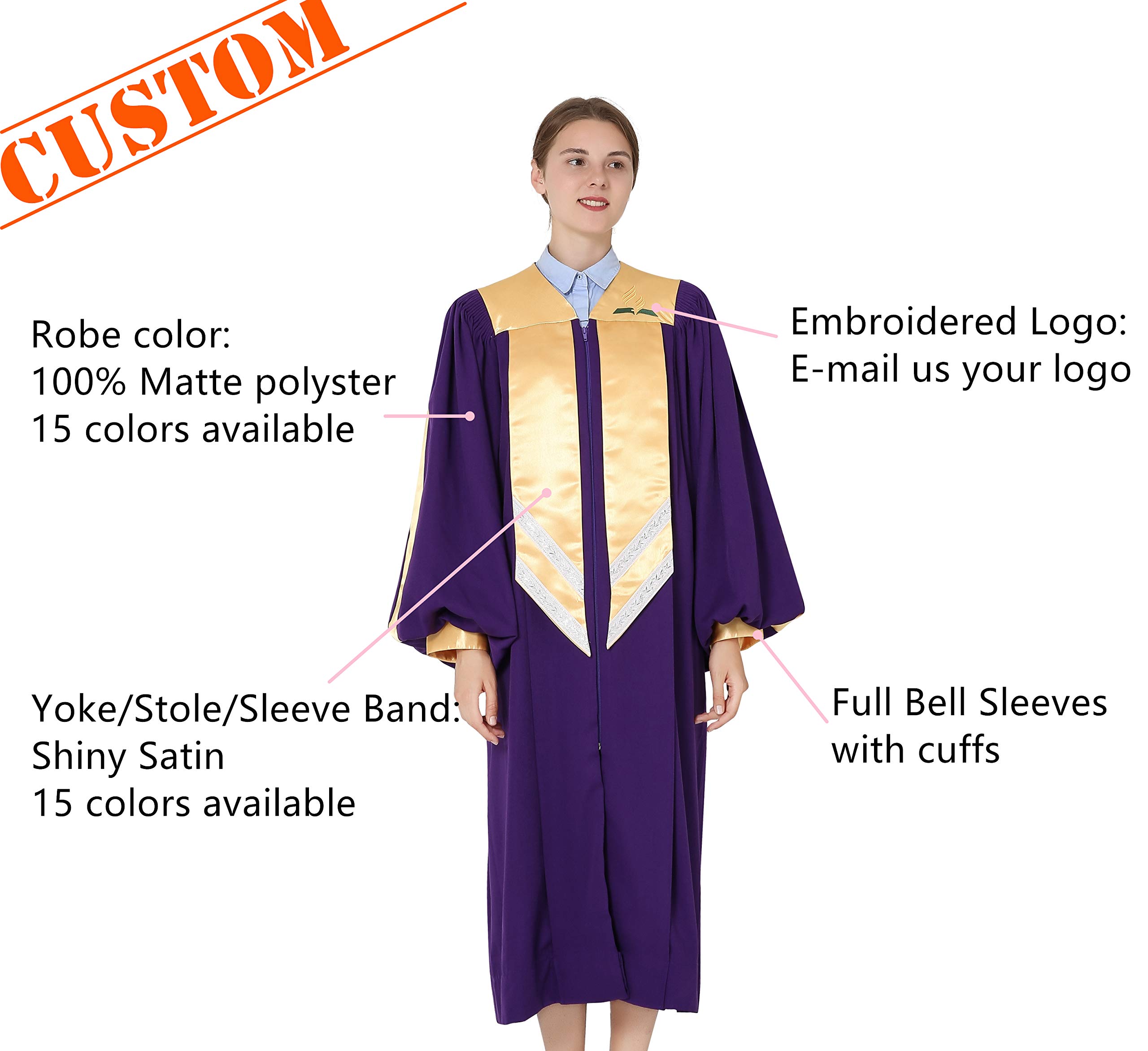 IvyRobes Unisex Custom Crescendo Choir Robe with Fluted Cuff Sleeves - Perfect for Church Choir Performances, Graduation Ceremonies & Formal Events