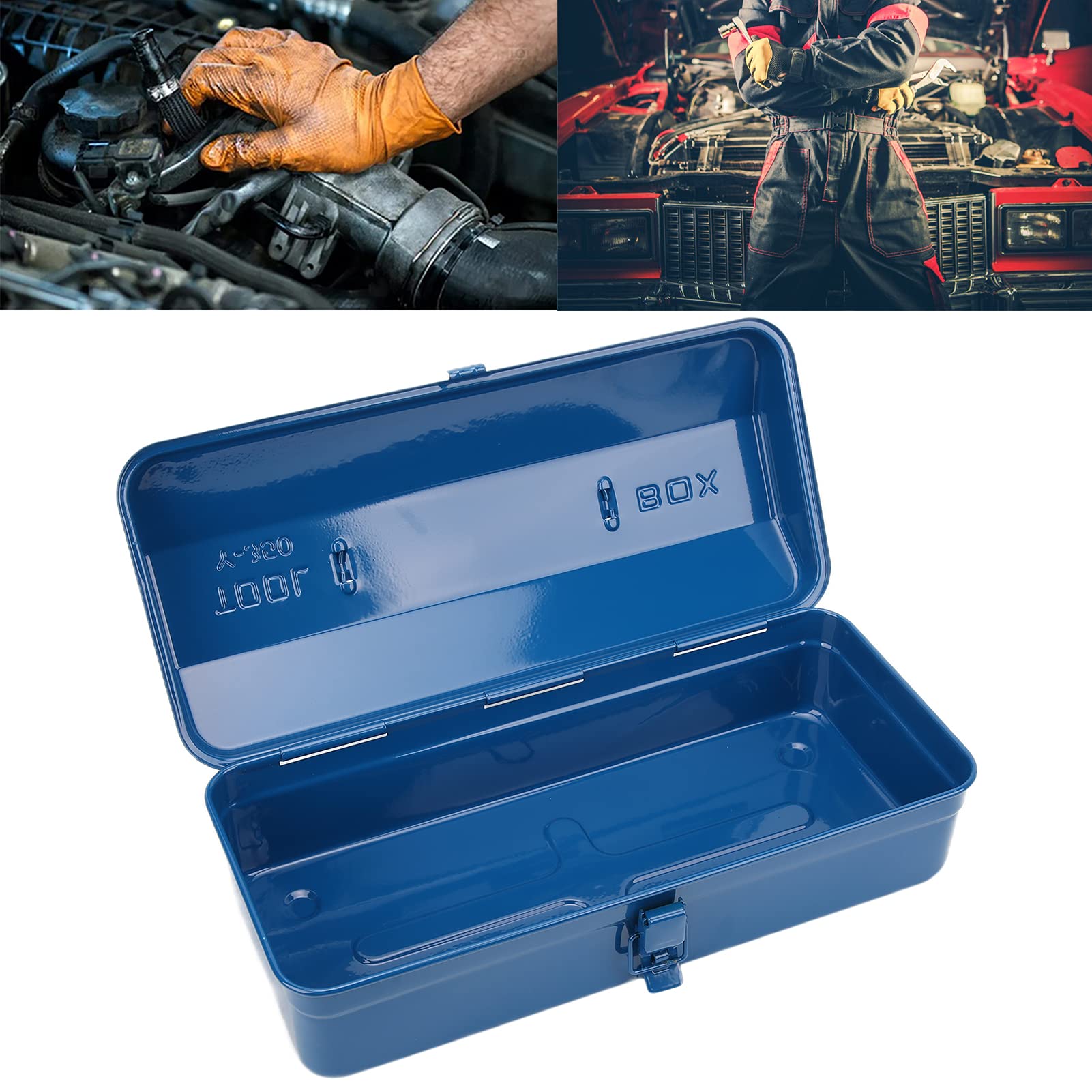 Meiyya Blue Anti-Rust Steel Tool Box - Compact Automotive Tool Storage Case for Mechanics & DIY Car Repair | Perfect for Garage Organization & Mobile Tool Kits