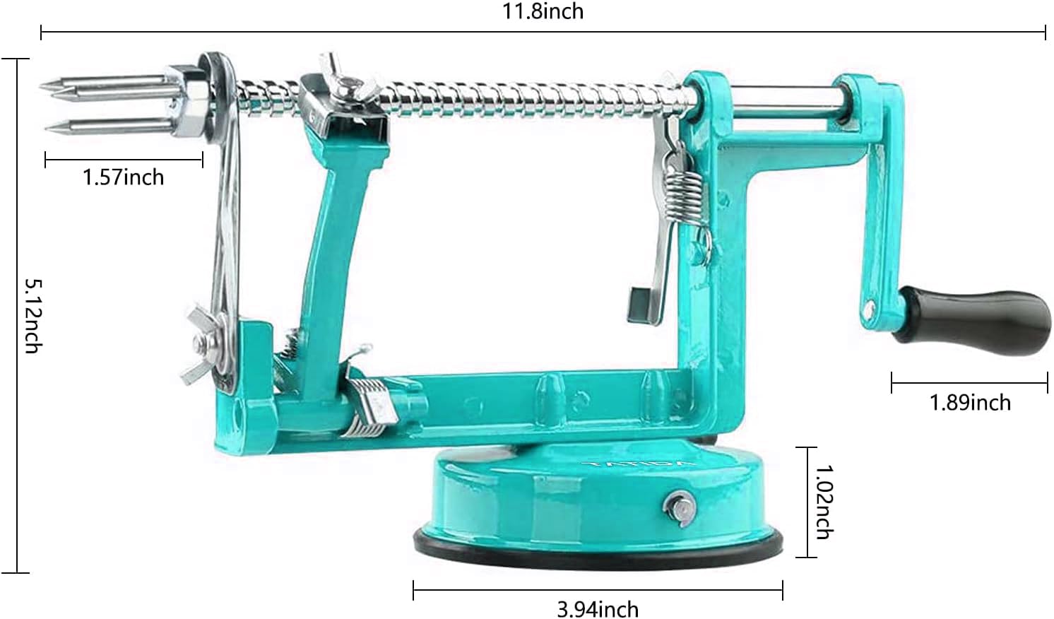 Premium Apple Peeler Corer Slicer - Durable Chrome Cast Iron Design with Stainless Steel Blades & Strong Suction Base - Perfect for Apples, Potatoes, Pears (Blue) - Ideal for Baking, Canning, and Meal Prep