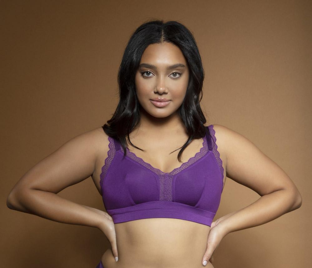 Parfait Dalis Wire Free Bralette - Comfortable Wireless Bra in Amethyst Purple for Yoga, Lounge & Everyday Wear