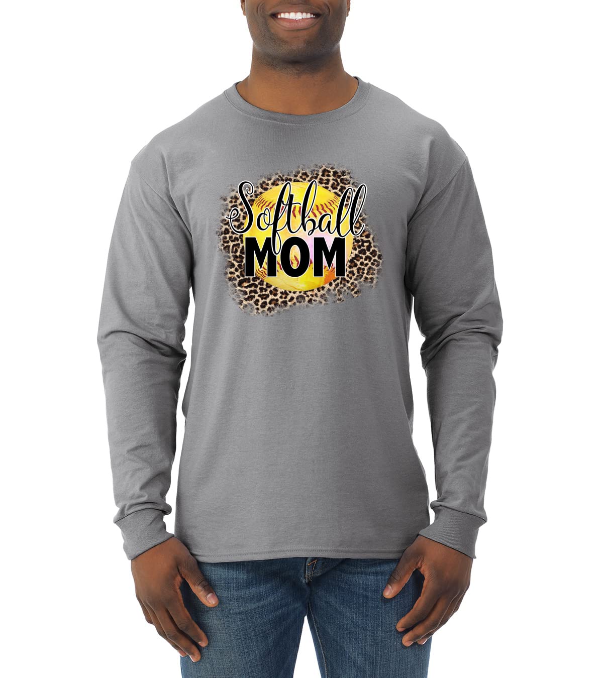 Wild Bobby Softball Mom Animal Print Long Sleeve Shirt for Women & Men - Perfect for Baseball Games, Team Sports & Casual Wear