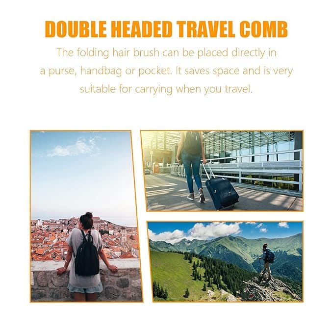 GITGRNTH Portable Travel Folding Hair Brush - Compact Foldable Comb for Women & Men, Double Headed Pocket Size (2 Pack) - Perfect for Travel, Gym, Office & On-the-Go Styling