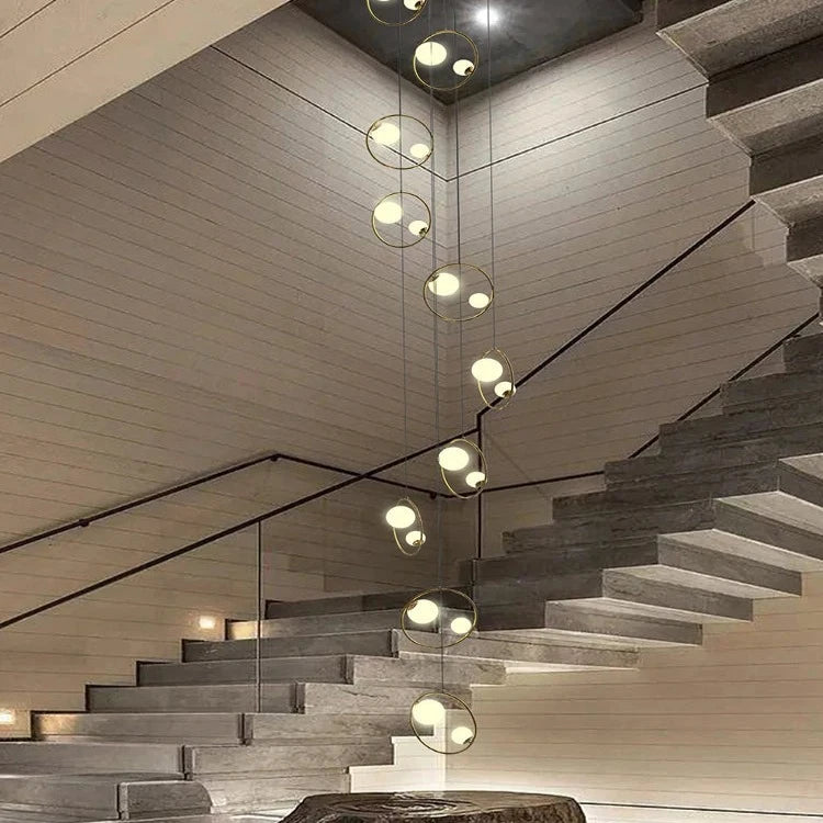 Modern Minimalist Ring Pendant Light Fixture - Sleek Ceiling Chandelier for Staircase, Hallway, Foyer & Dining Room | Dimmable LED Lighting for Contemporary Home Decor