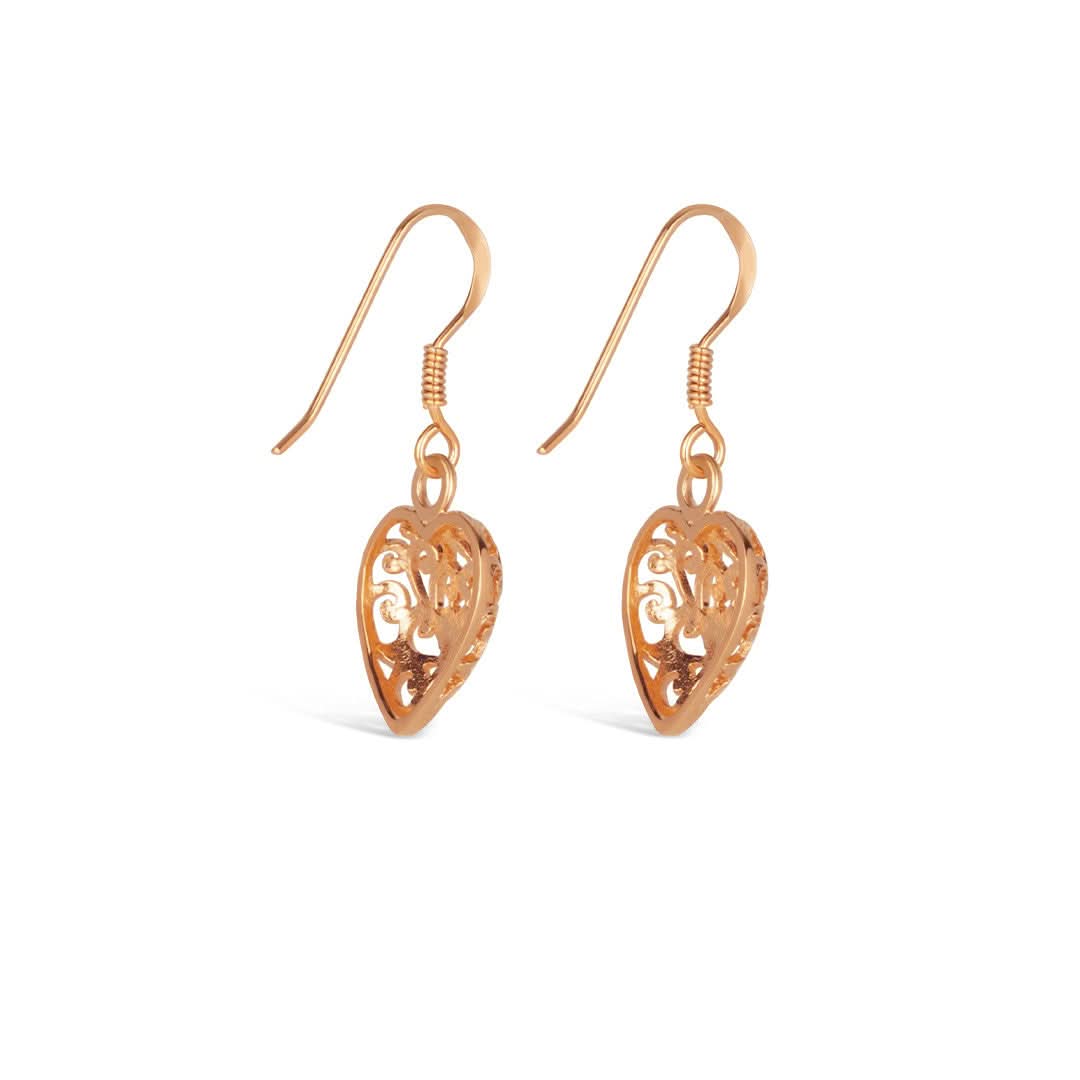 Rose Gold Heart Earrings for Women - Elegant Valentine's Day Gift, Anniversary Present, or Everyday Wear
