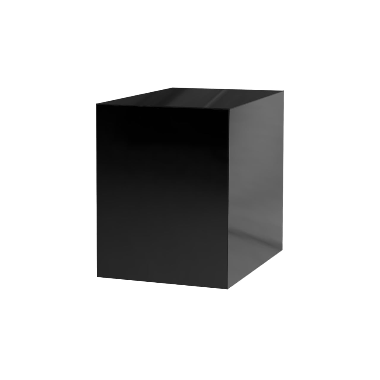 Black Pedestal Display Stand 12x12x16 Inches - 5-Sided Tall Cube for Art Exhibits, Flower Arrangements, Plant Displays, Retail Risers & Collectible Showcases | No Lid Cover | Modern Home & Store Decor