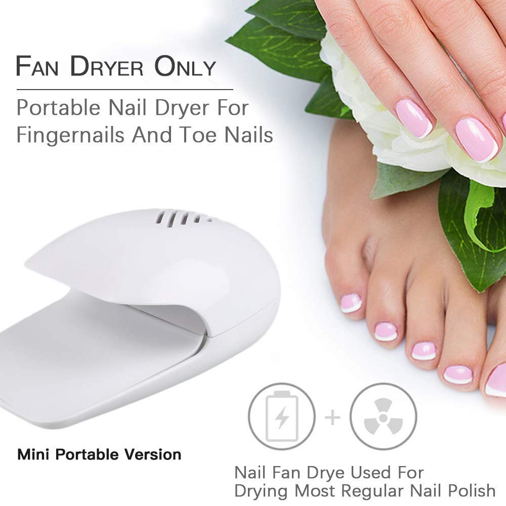 Flipco Portable Mini Nail Dryer Fan - Quick Drying for Regular Nail Polish, Safe for Hands & Skin - Perfect for Home Manicures, Travel & Salon Use