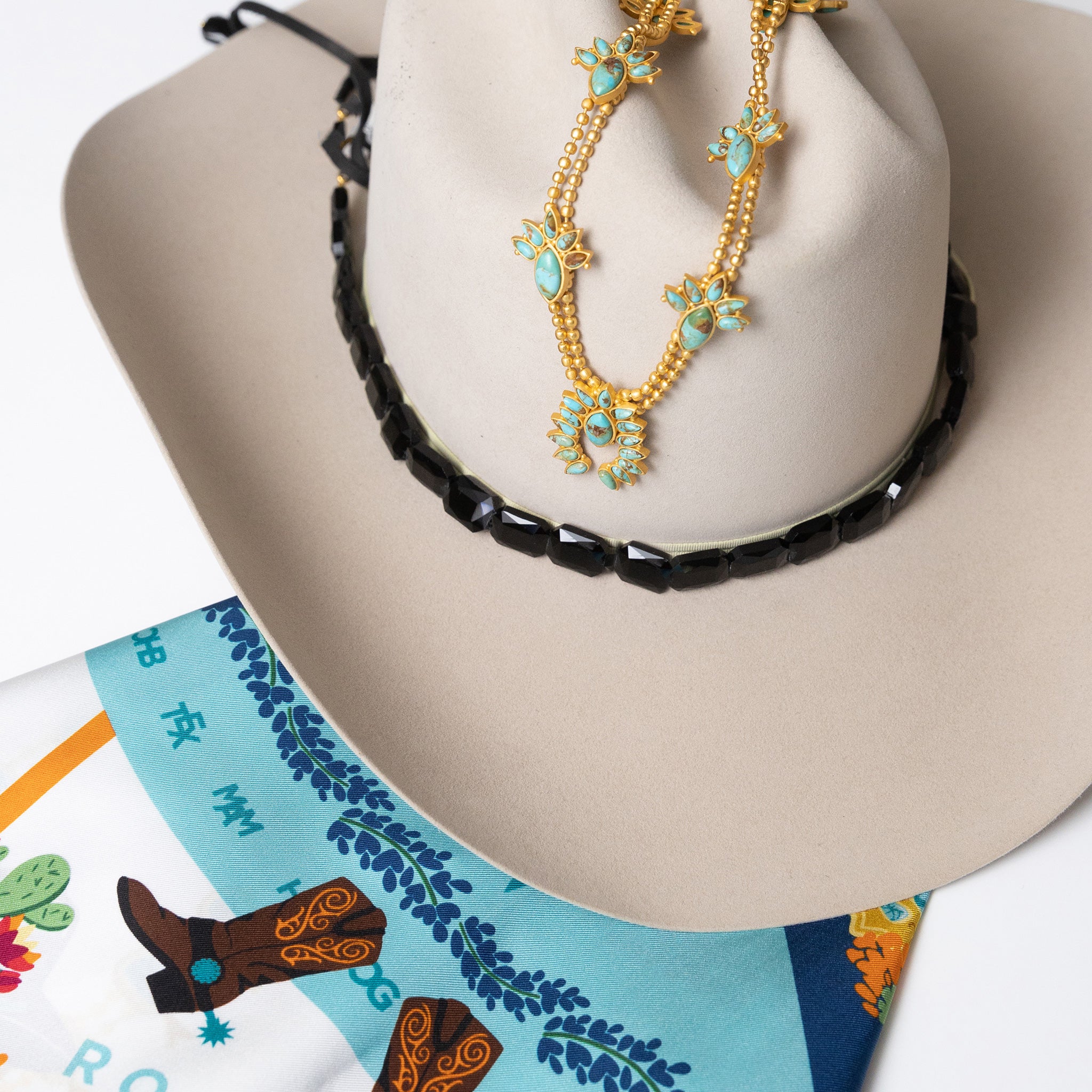 Stylish Faceted Black Onyx Hat Band for Cowboy Hats - Western Accessories for Men & Women | Perfect for Rodeo, Country Music Festivals & Outdoor Events