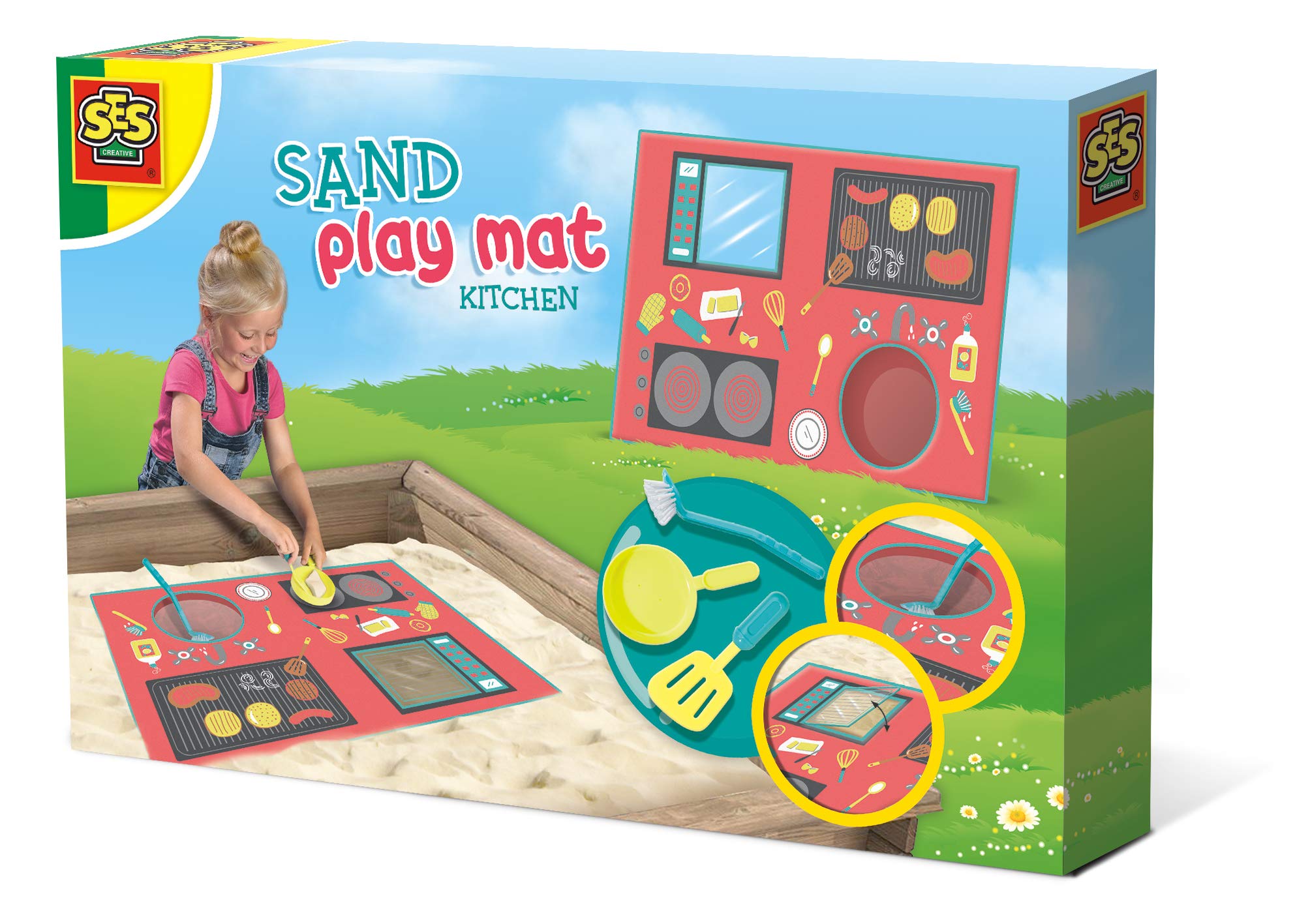 SES Creative 2216 Kids Sand Play Mat - Non-Toxic Indoor/Outdoor Activity Toy for Toddlers, Perfect for Kitchen, Beach, Backyard & Sensory Play