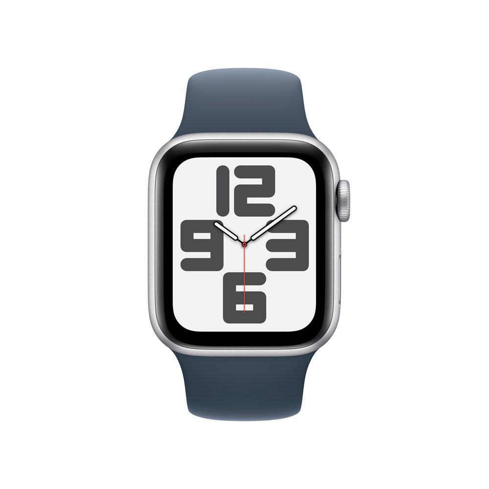 Apple Watch SE GPS 40mm Silver Aluminum Case with Storm Blue Sport Band S/M - Perfect for Fitness Tracking & Everyday Wear