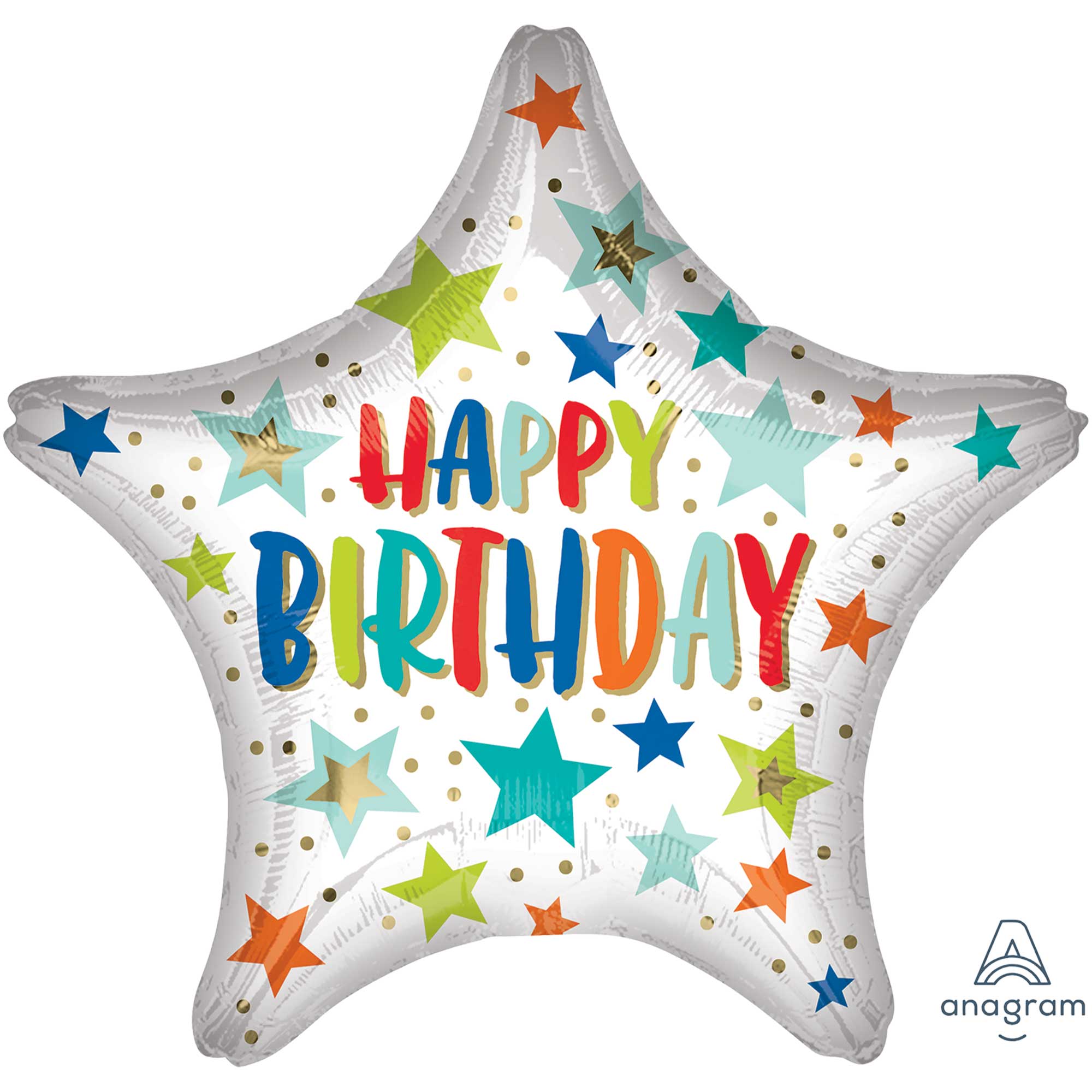 45cm XL Happy Birthday Balloons - Stars & Dots Party Decorations for Birthdays, Baby Showers & Celebrations