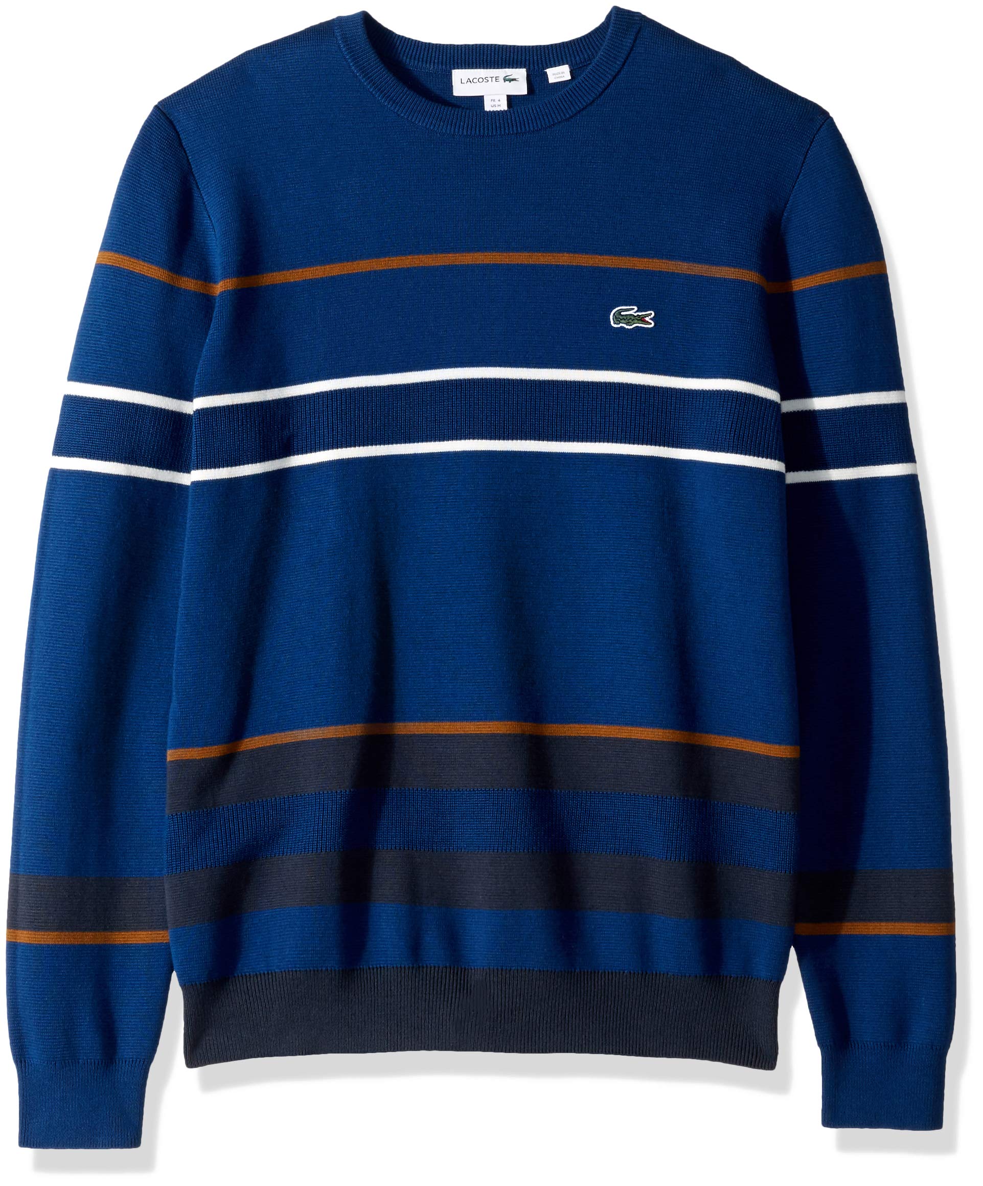 Lacoste Men's Long Sleeve Striped Colorblock Crewneck T-Shirt | Classic Casual Cotton Shirt for Men | Perfect for Office, Date Night & Weekend Outings