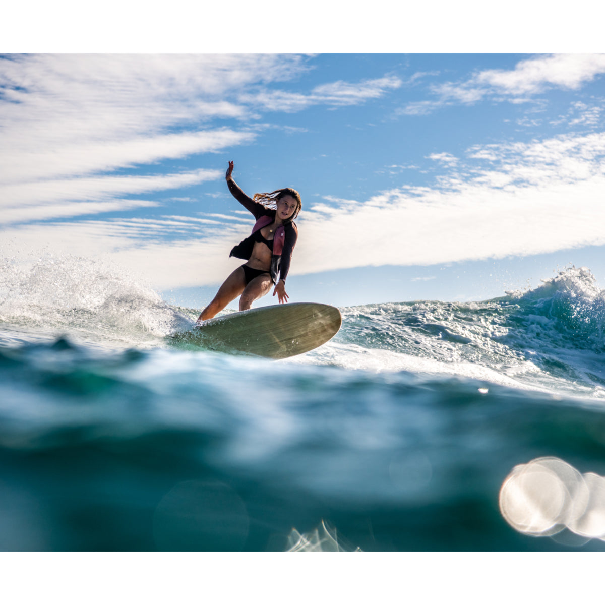 Aloha Fun Division Mid 6'8 Surfboard with Ecoskin Clear FCS2 Fin System - Perfect for Intermediate Surfers in Small to Medium Waves