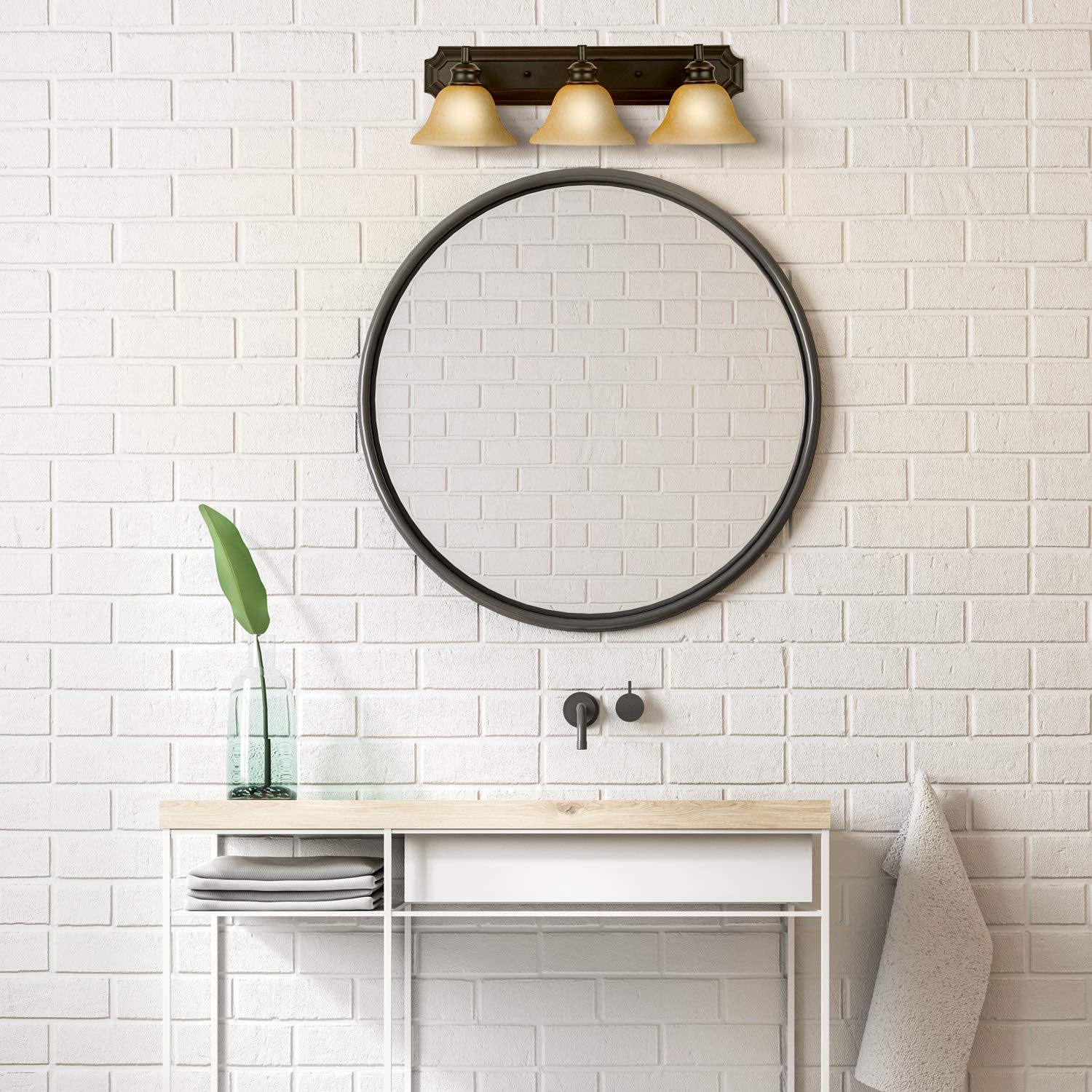 Design House 509042 Bristol 3-Light Vanity Light in Oil Rubbed Bronze - Perfect for Bathroom Makeup Mirror Lighting & Bedroom Dressing Area