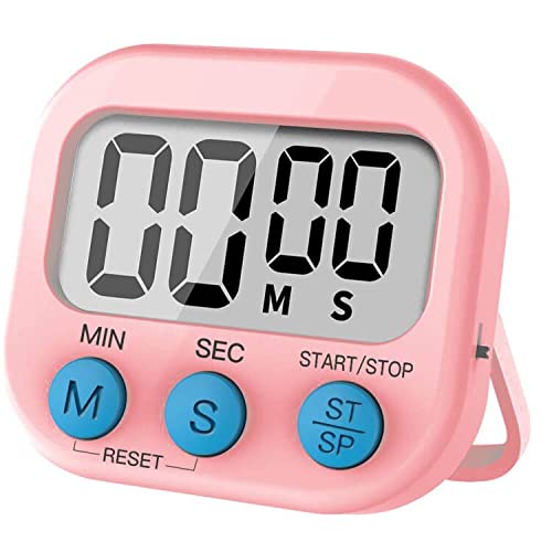 Digital Kitchen Timer with Magnetic Back, Large LCD Screen & Loud Alarm - Countdown & Stopwatch for Cooking, Baking, Exercise (Pink) | Perfect for Home, Office, and Classroom Use